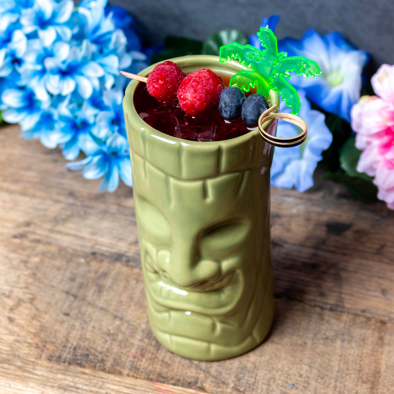 BarConic® 12 oz Tiki Glasses - Tropical Themed Cocktail Cups for Pina Colada, Mai Tai & Summer Drinks - Perfect for Luau Parties, Beach Bars & Hawaiian Themed Events