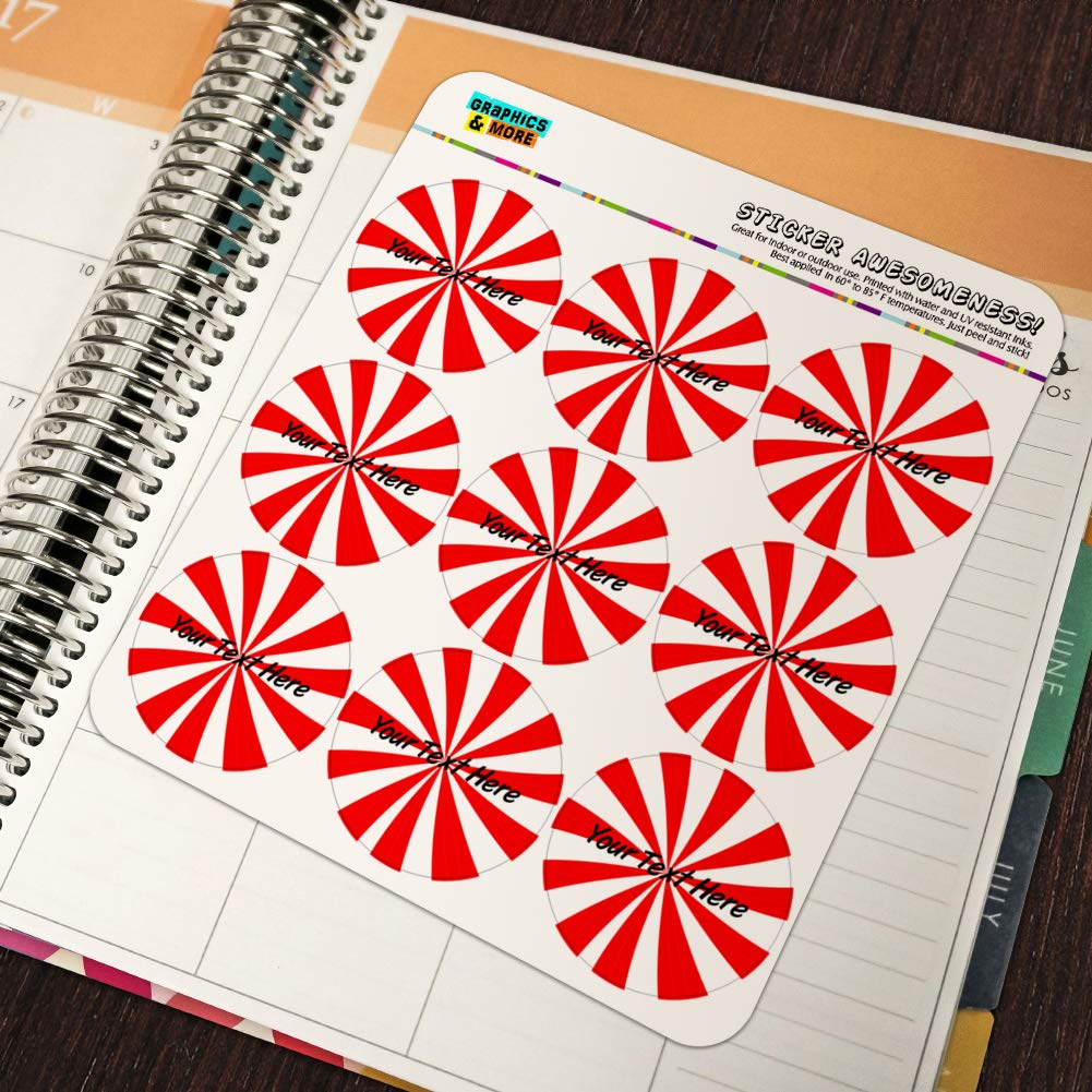 Custom 1-Line Peppermint Swirl Planner Stickers - Personalized Calendar & Scrapbooking Decals for Bullet Journals, DIY Crafts, and Gift Wrapping