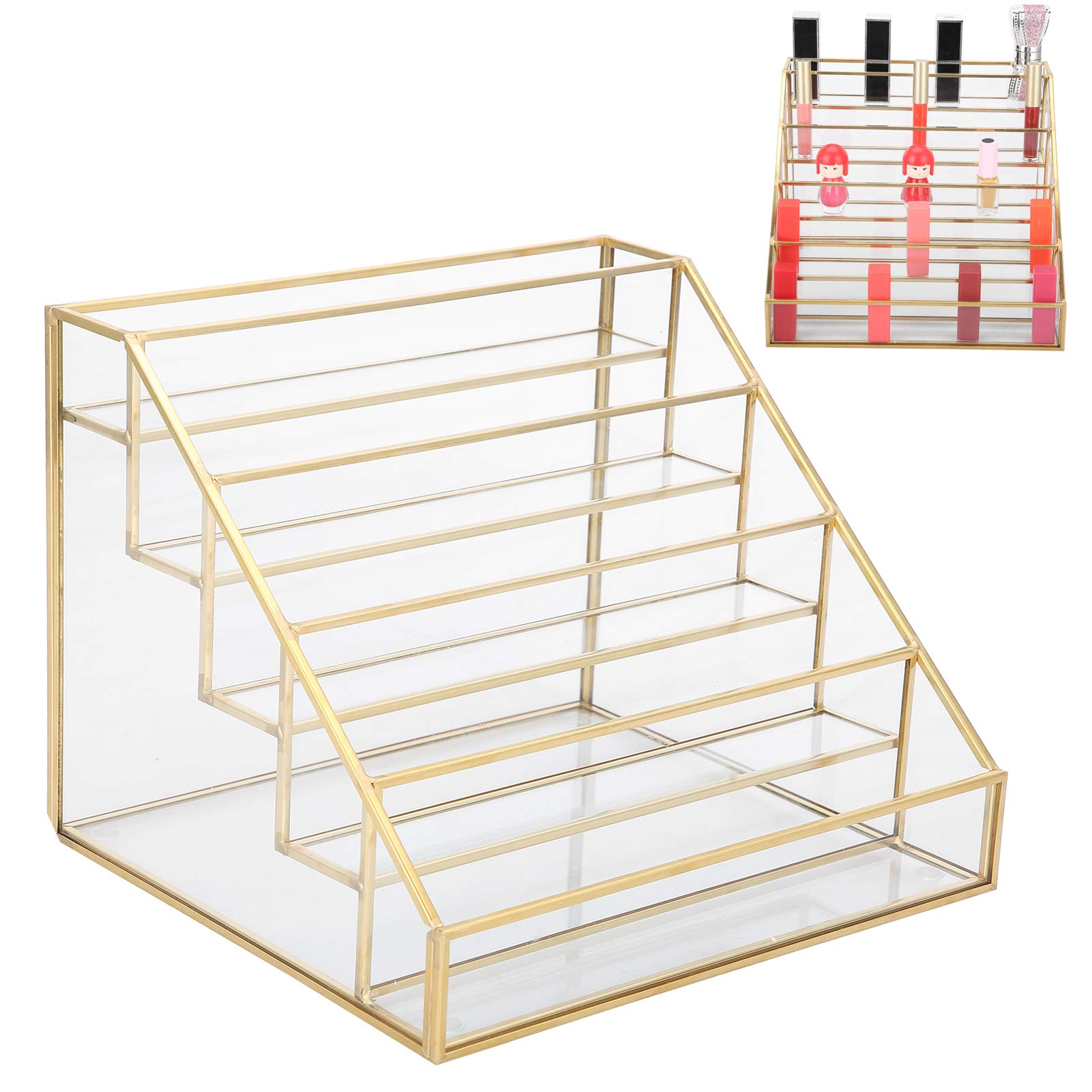 HURRISE 5-Tier Nail Polish Display Rack - Clear Acrylic Nail Polish Organizer for Salon & Home - Multi-Layer Nail Art Storage Shelf for Polish Bottles, Makeup & Cosmetics - Perfect for Salon Display, Home Organization & Professional Nail Technicians