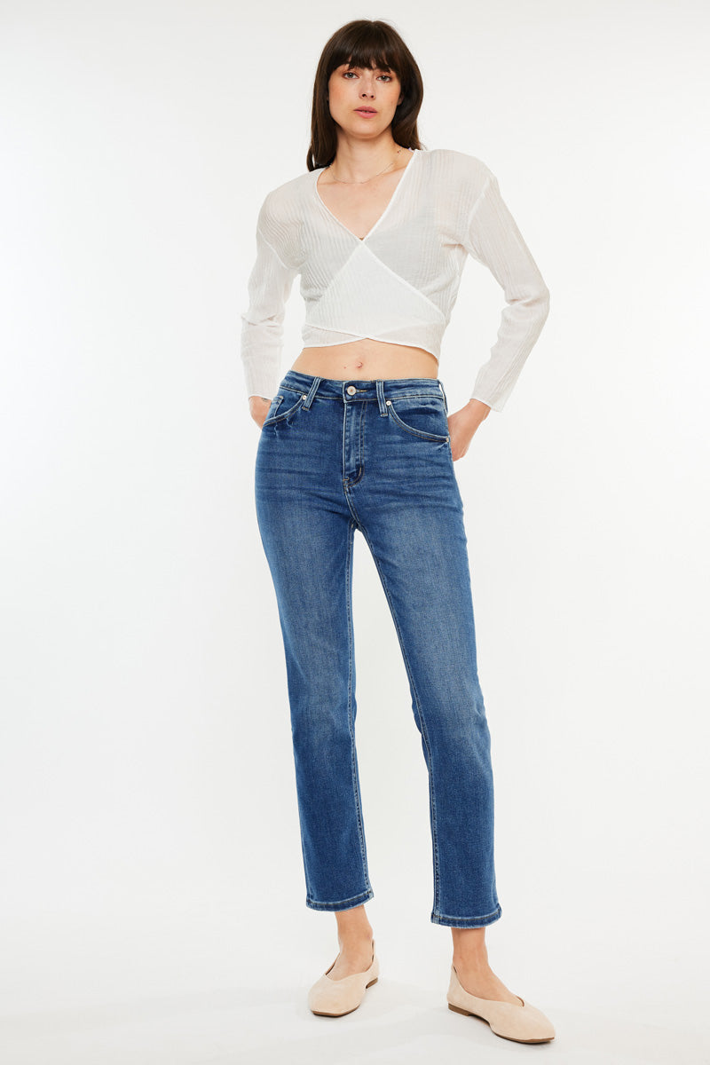 Adaline Essentials High Rise Slim Straight Leg Jeans for Women - Comfortable Stretch Denim Pants for Casual Wear, Office & Everyday Outfits