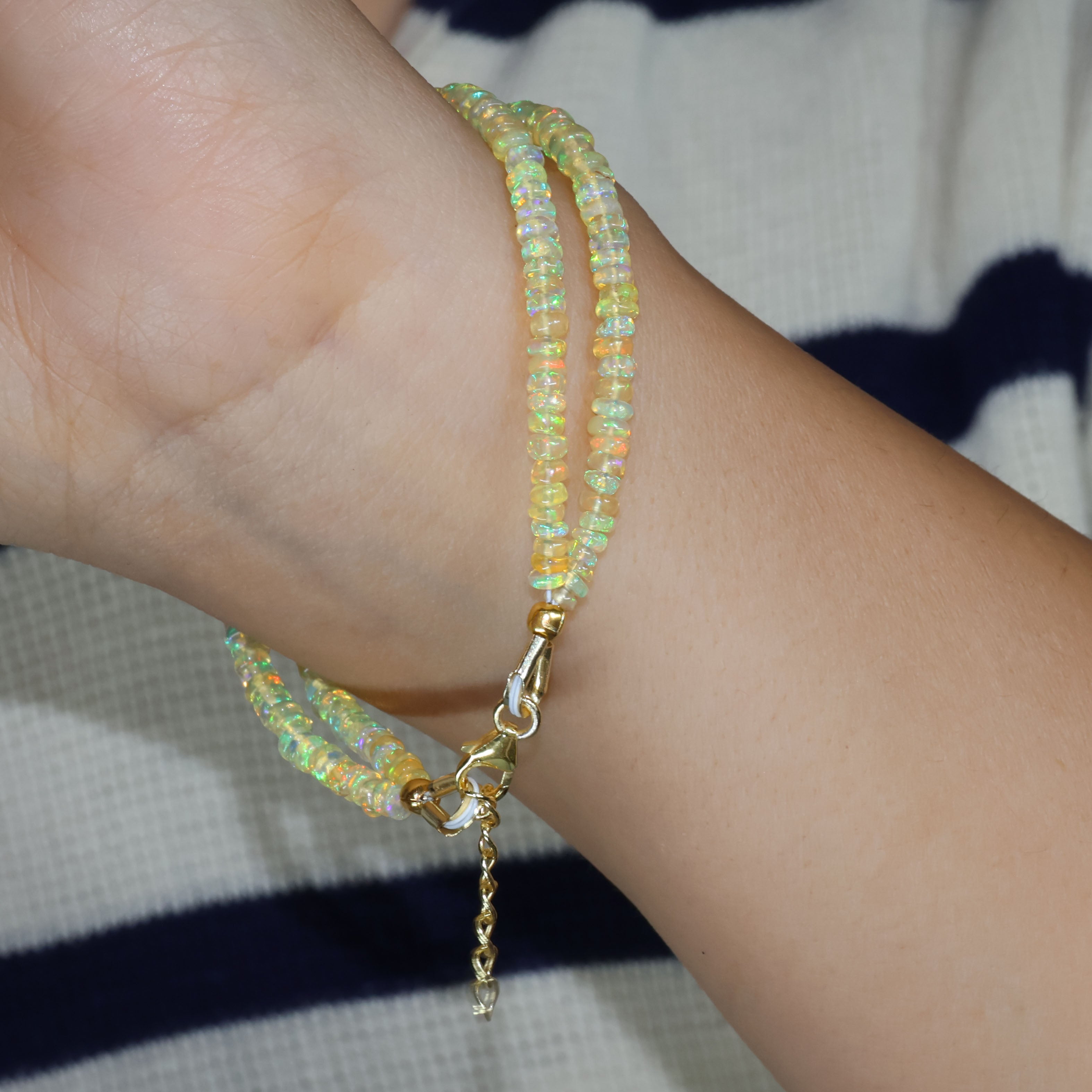 Natural Yellow Opal Beaded Bracelet - Handmade 2 Strand Plain Beaded Jewelry for Women - Perfect for Boho Style, Yoga & Meditation Accessories