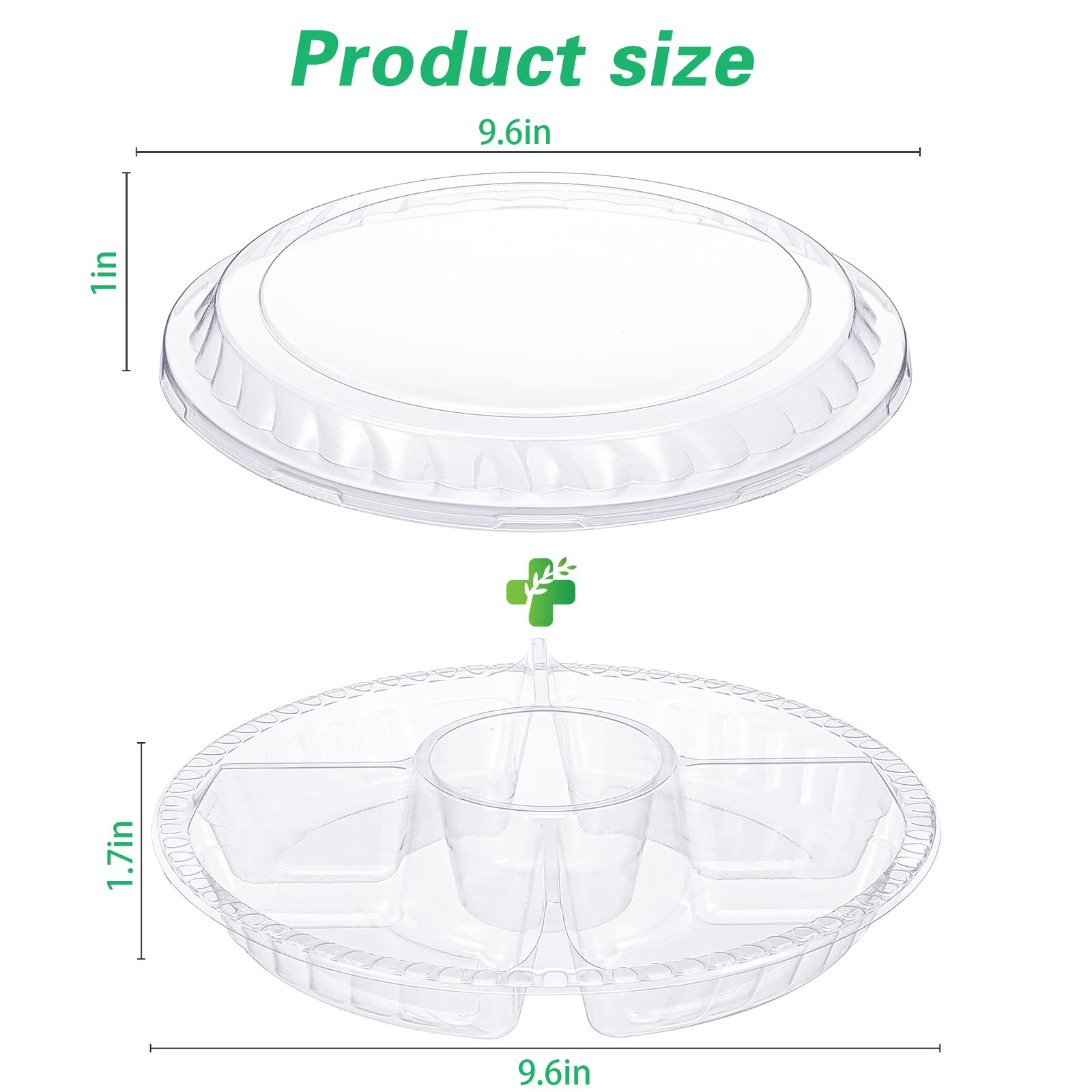 20-Piece Clear Plastic Appetizer Trays with Lids - 5-Compartment Disposable Serving Platters for Buffet, Party, Picnic - Perfect for Fruits, Veggies, Snacks & Finger Foods (5 Grids) - Ideal for Catering, Events & Home Entertaining