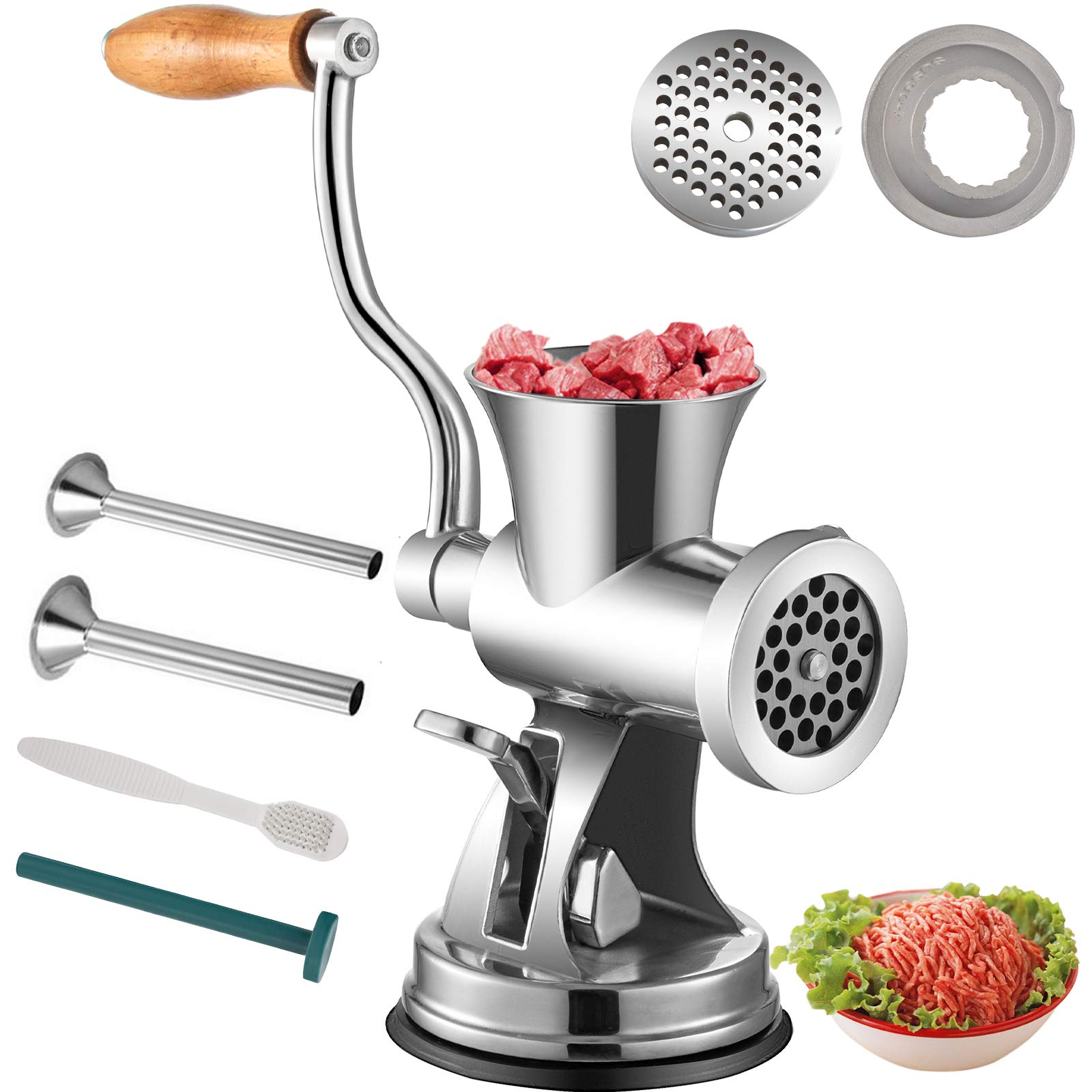 VEVOR Manual Meat Grinder - 304 Stainless Steel Hand Crank Sausage & Coffee Grinder - Heavy Duty for Beef, Chicken, Pepper, Mushroom - Perfect for Home Kitchen, Camping & Outdoor Cooking