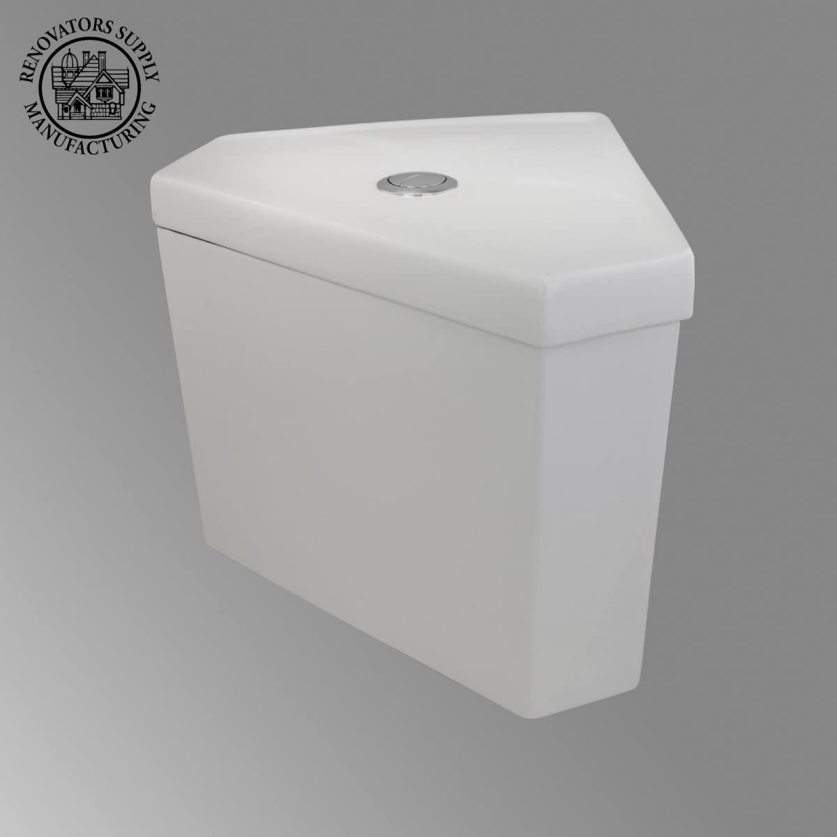 Troy Corner 2-Piece Toilet Tank Only - White Ceramic Replacement Part for Bathroom Renovation | Perfect for Small Spaces & Corner Installations