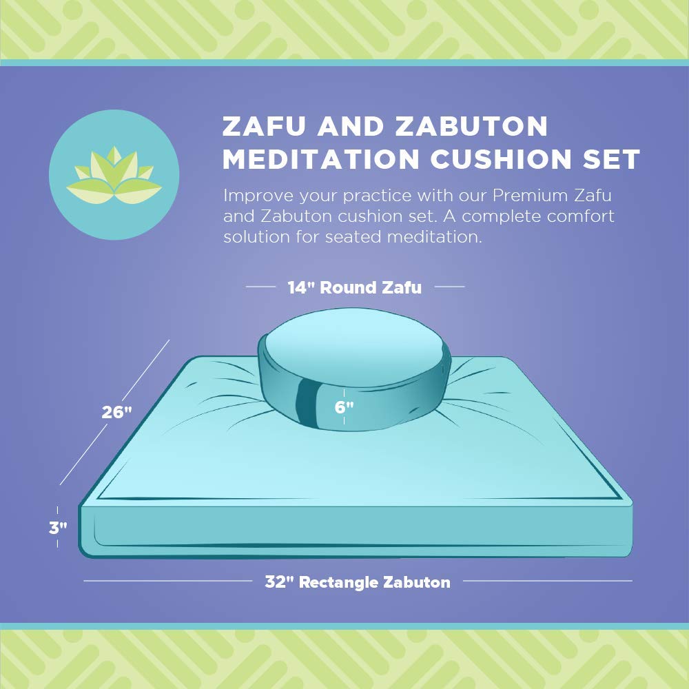 Premium Zafu & Zabuton Meditation Cushion Set - Organic Cotton Floor Sitting Pillow for Yoga, Zen Meditation & Prayer - Made in USA (Round, Tangerine) - Perfect for Home Yoga Practice, Buddhist Temples & Mindfulness Retreats