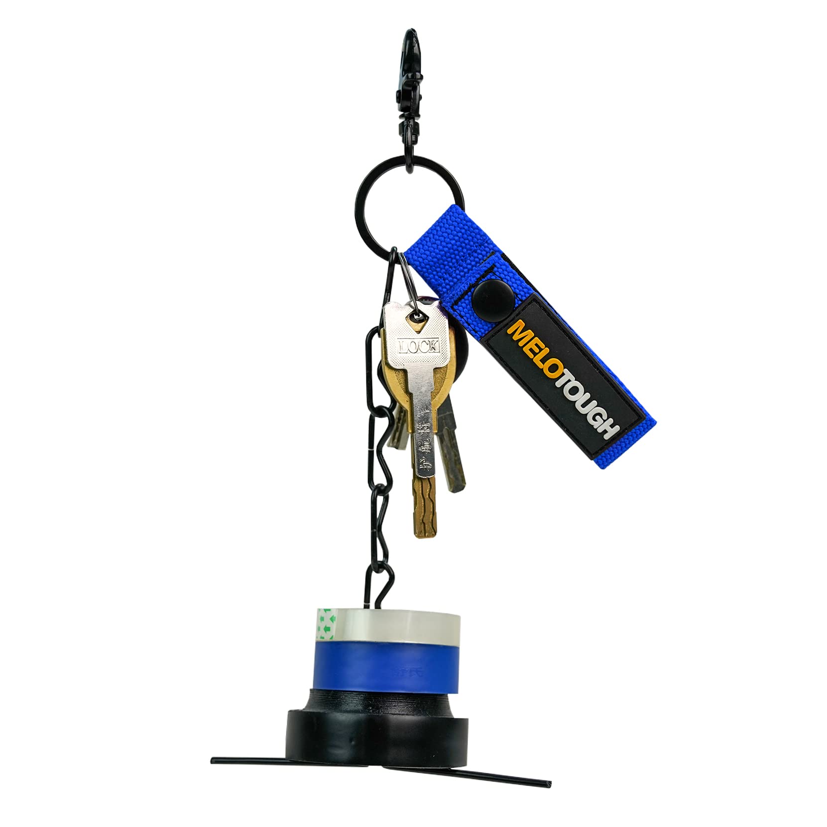 Professional MELOTOUGH Tape Thong for Tool Belt - Electricians Tape Holder with Keyring & Trigger Snap Hook (Blue, 2 Pack) - Perfect for Construction, HVAC & DIY Projects