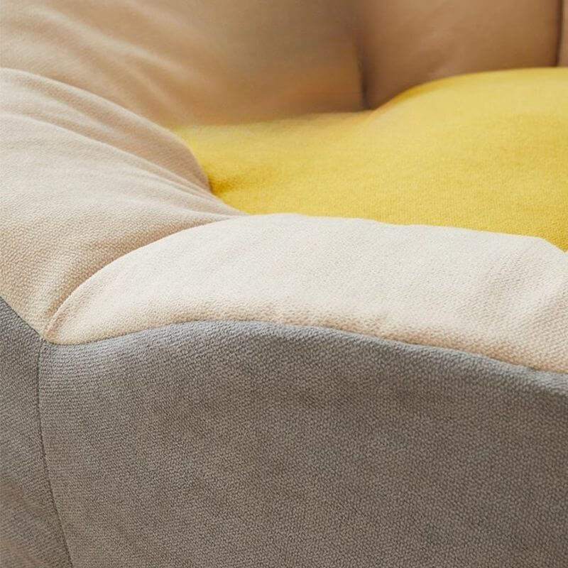 Minimalist Solid Lemon Yellow Cotton Blend Papasan Chair with Removable Slipcover & Sewn Pillow - Cozy Accent Chair for Living Room, Bedroom, or Reading Nook - Perfect for Relaxation and Home Decor