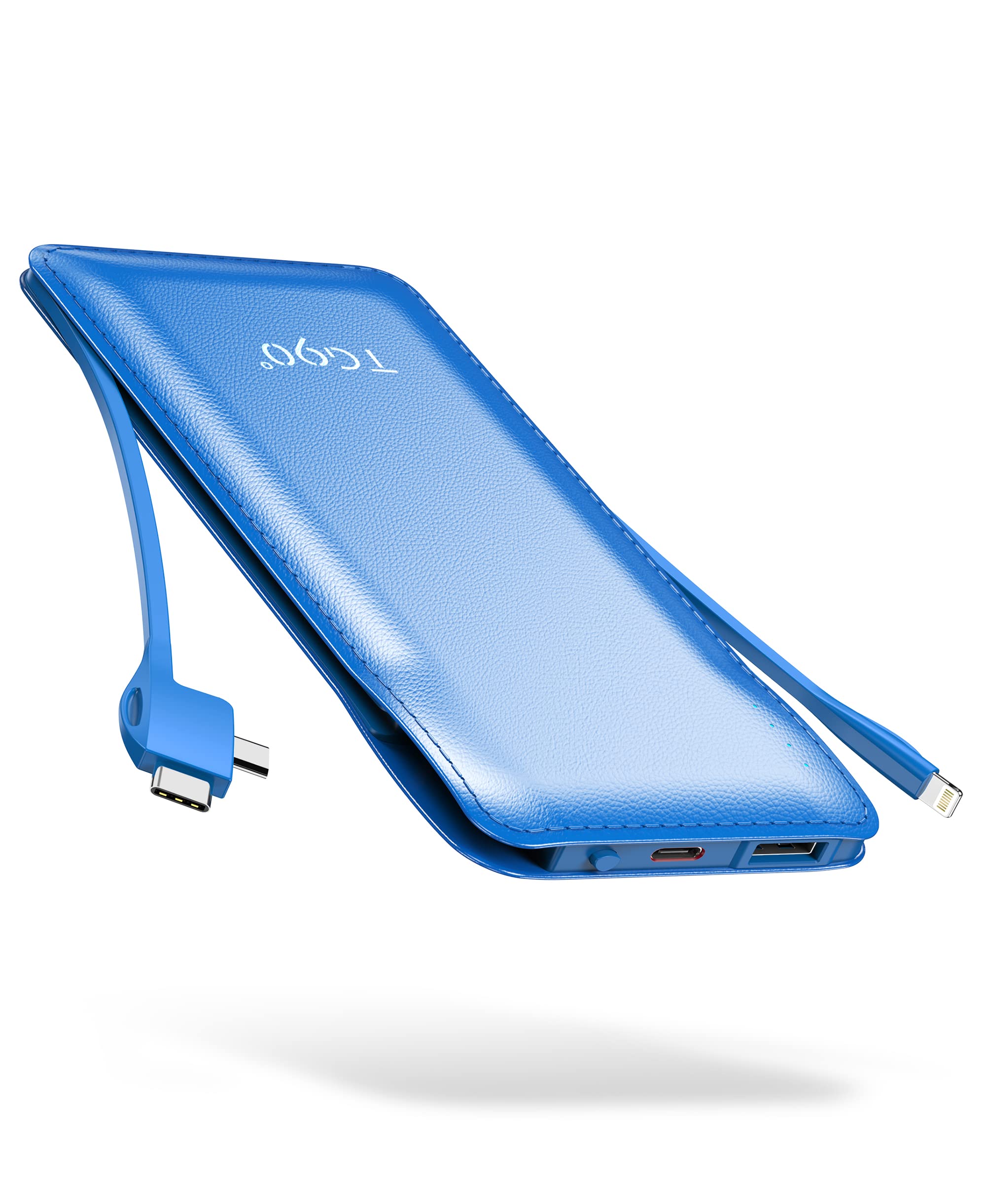 TG90° 10000mAh Power Bank with Built-in Cables - Portable Charger for iPhone & Android Phones | Fast Charging Battery Pack for Travel, Camping & Emergency Power Backup