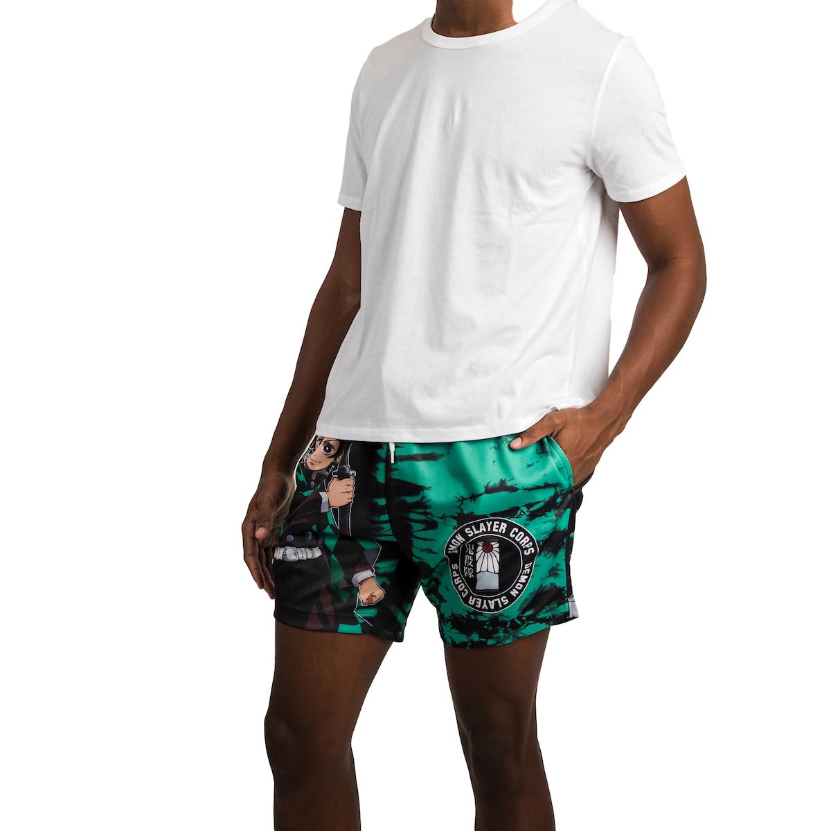 Demon Slayer Tanjiro Faux Split Wash Men's Lounge Shorts - Anime Cosplay Pajama & Casual Wear for Fans, Sleepwear & Home Comfort
