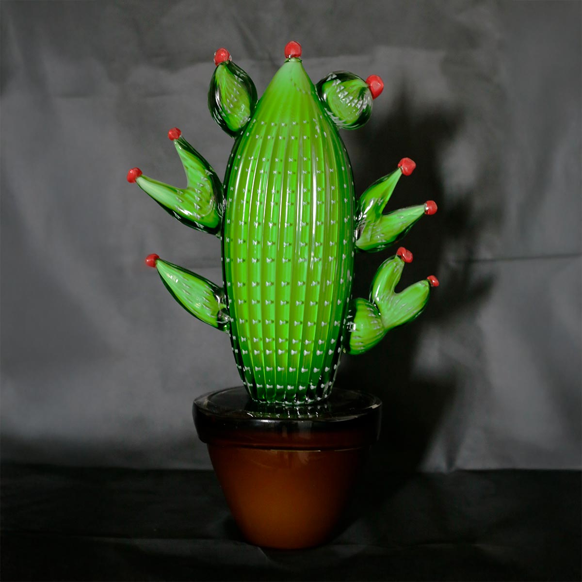 Large Cactus Blown Murano Glass Sculpture - Handmade Italian Art Decor for Home, Office & Garden
