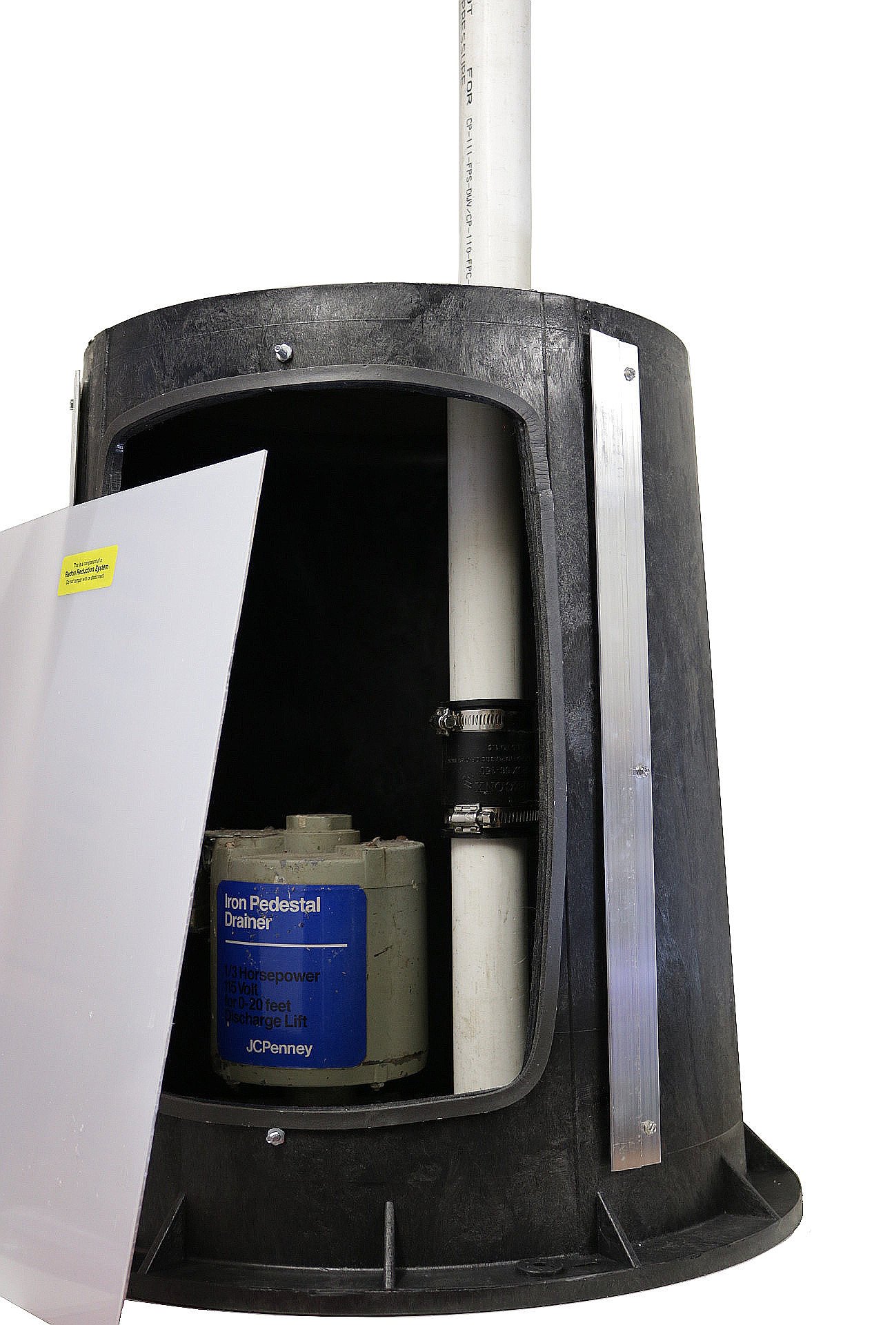 Radon Mitigation System Pedestal Sump Cover & Pipe Seals - Basement Waterproofing & Radon Gas Protection Solution for Homes