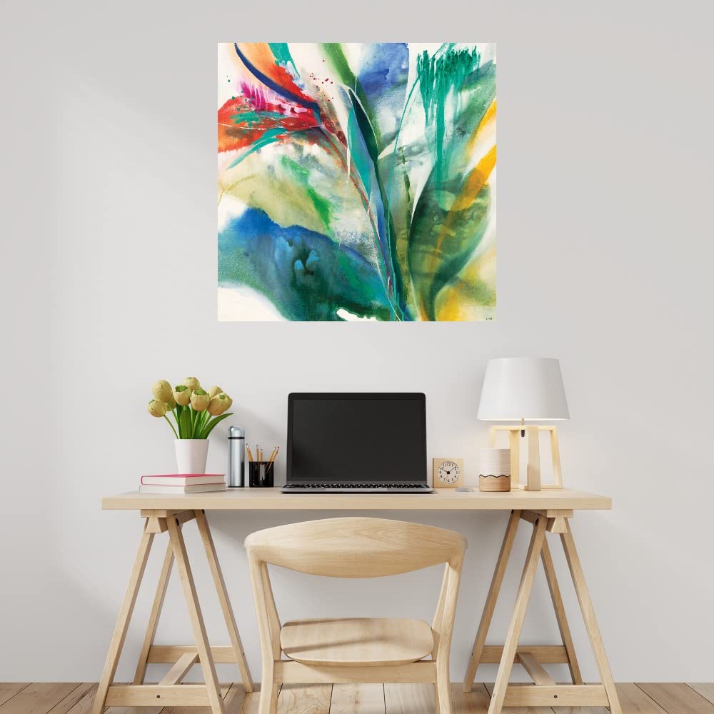 Premium Bird of Paradise Canvas Wall Art - 22x22 Inch Hand-Painted Floral Decor by Artist K. Nari - Ready to Hang for Living Room, Bedroom, Office & More - Perfect for Home, Hotel & Commercial Spaces