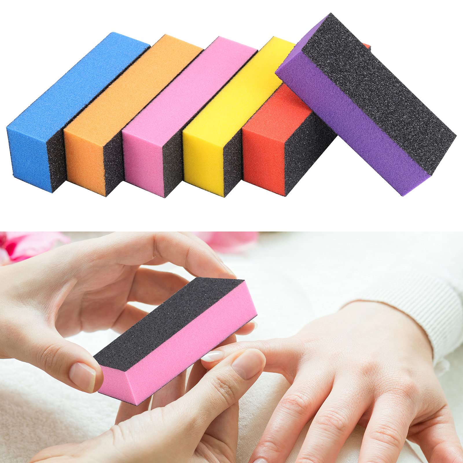 24-Piece Nail File & Buffer Kit - 100/180 Grit Emery Boards & 80/120 Grit Buffing Blocks for Natural & Acrylic Nails - Professional Manicure & Pedicure Tools for Home & Salon Use