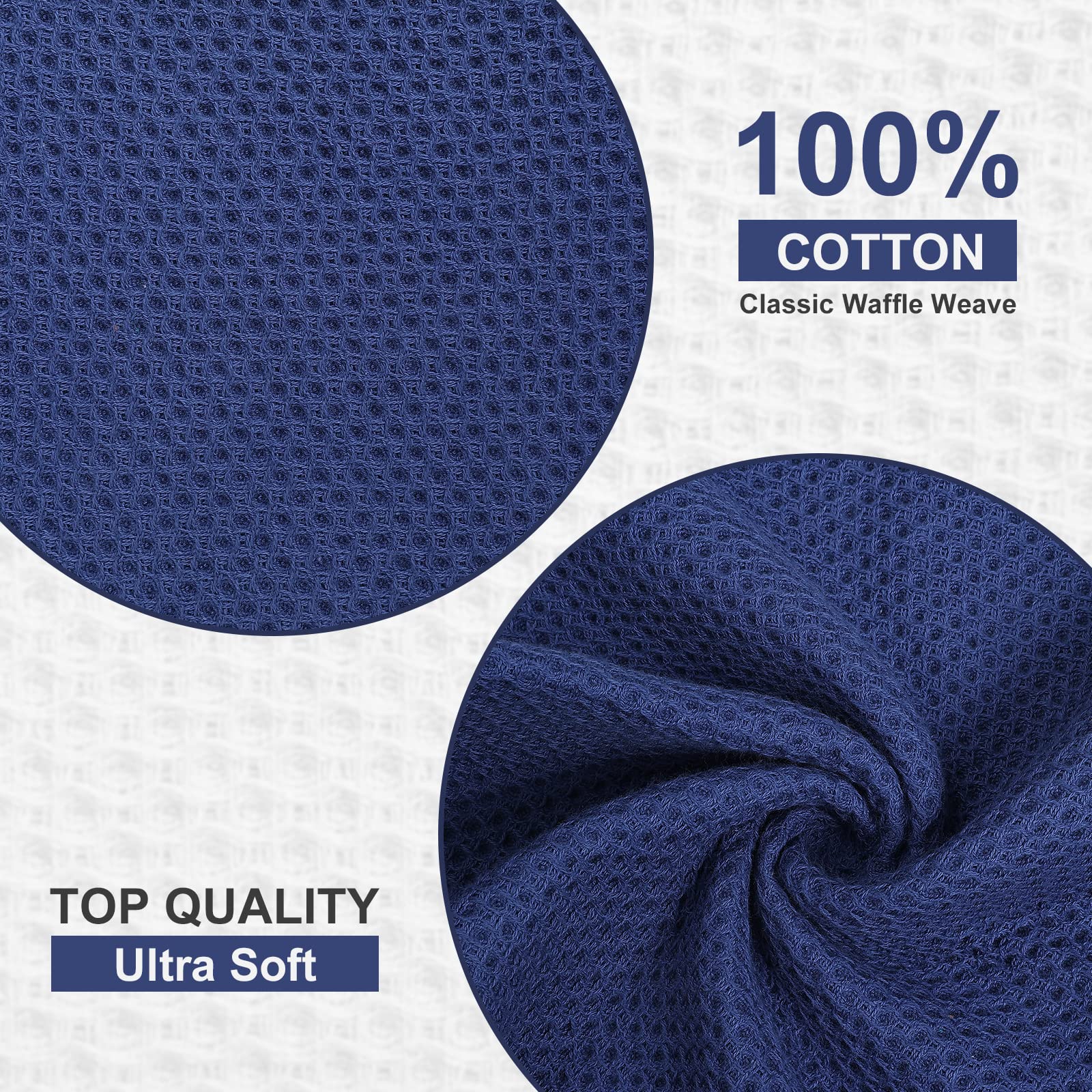 Kitinjoy 6-Pack Cotton Dish Cloths - Soft Absorbent Waffle Weave Towels for Kitchen & Cleaning (12x12