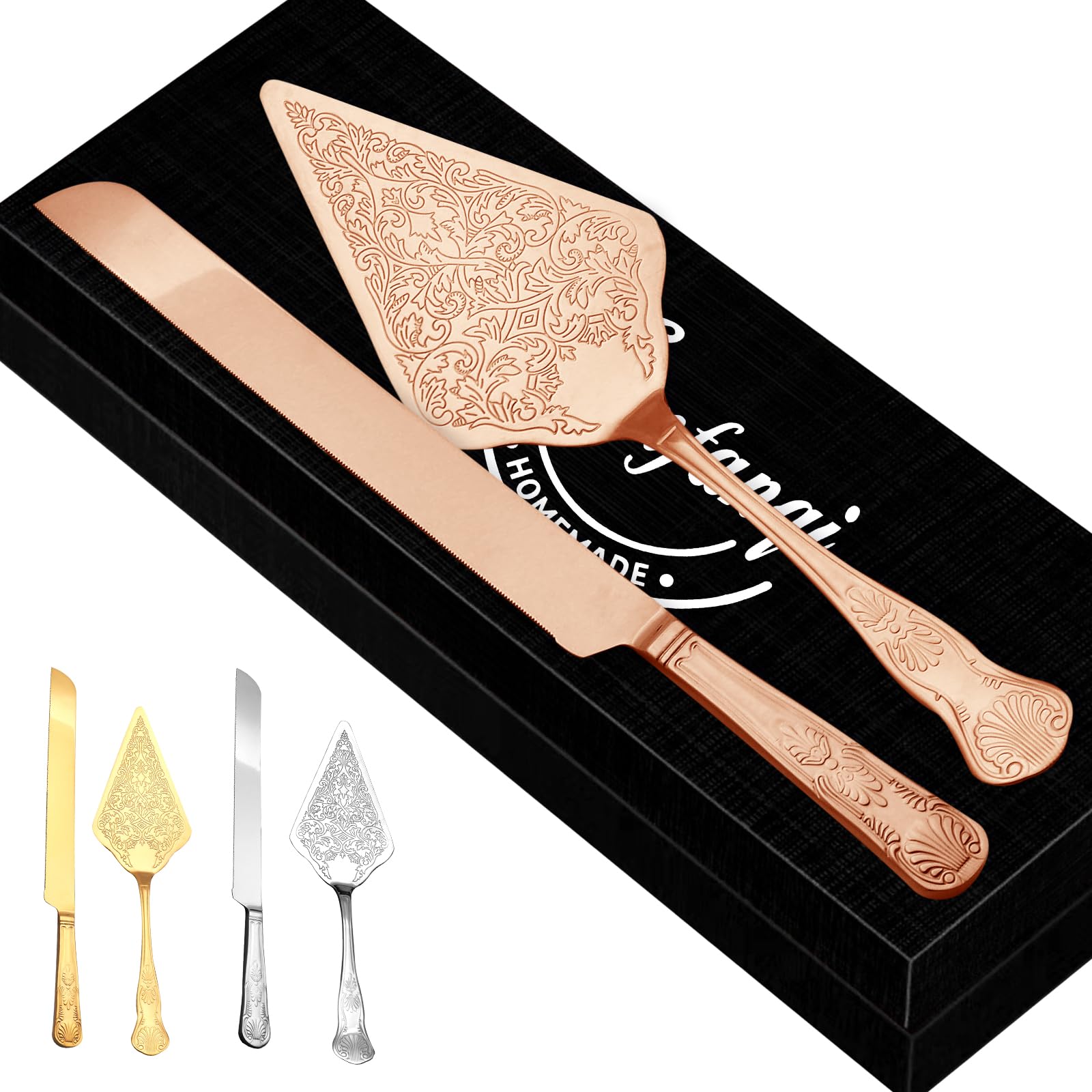 ZIMFANQI Stainless Steel Wedding Cake Knife and Server Set - Elegant Vintage Cake Cutting Utensils for Weddings, Birthdays & Special Occasions - Perfect Bridal Shower Gift & Newlywed Keepsake - Ideal for Cake Cutting Ceremonies & Anniversary Celebrations