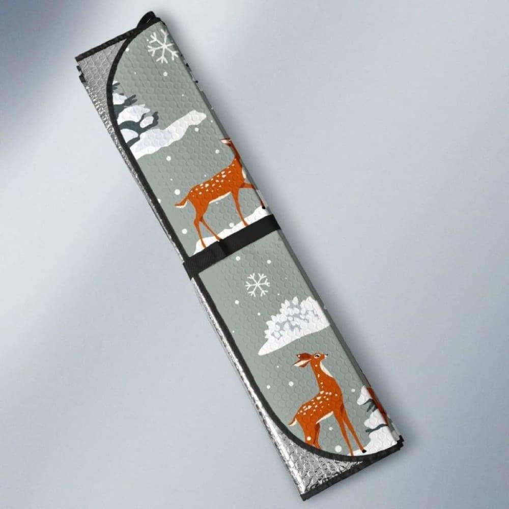 Deer Winter Christmas Car Sun Shades - 2-Pack Frosted Window Covers for Vehicles, Perfect for Holiday Decor & Sun Protection | Great for SUVs, Sedans & Trucks During Winter Season