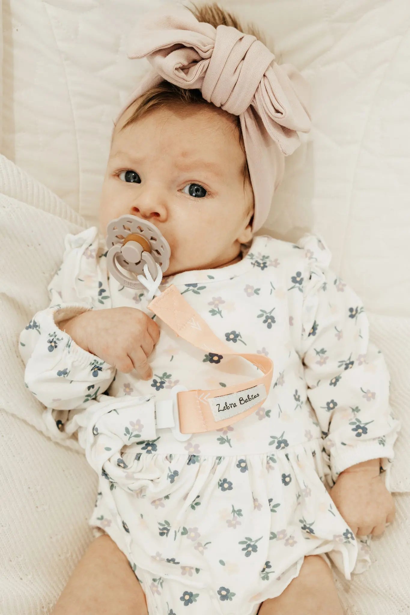 Zebra Babies Flexi Ribbon Pacifier Clip - Soft Silicone Dummy Holder for Newborns & Infants - Perfect for Strollers, Car Seats & Baby Carriers
