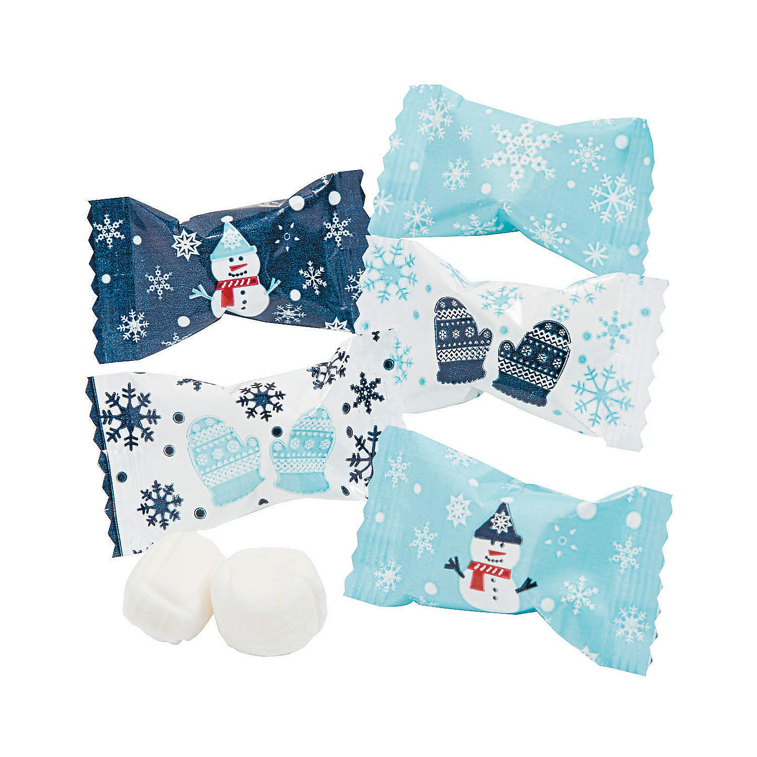 Winter Buttermint Candy - 108 Individually Wrapped Christmas Mints with Snowflake & Snowman Designs - Perfect for Holiday Parties, Stocking Stuffers & Gift Baskets