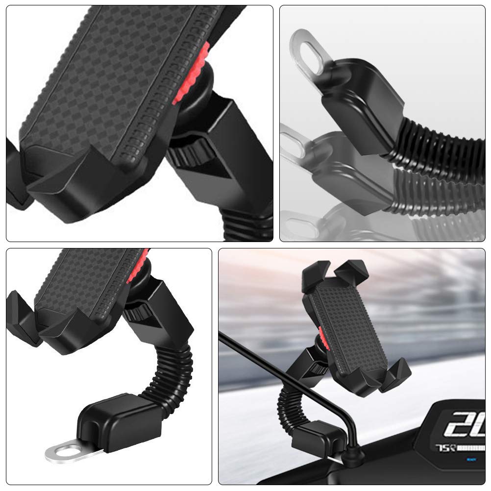 BESPORTBLE Universal Motorcycle Phone Mount - Adjustable Bike Phone Holder for GPS Navigation, Electric Bicycle & Motorbike - Durable Rearview Mirror Phone Stand for Safe Riding & Commuting