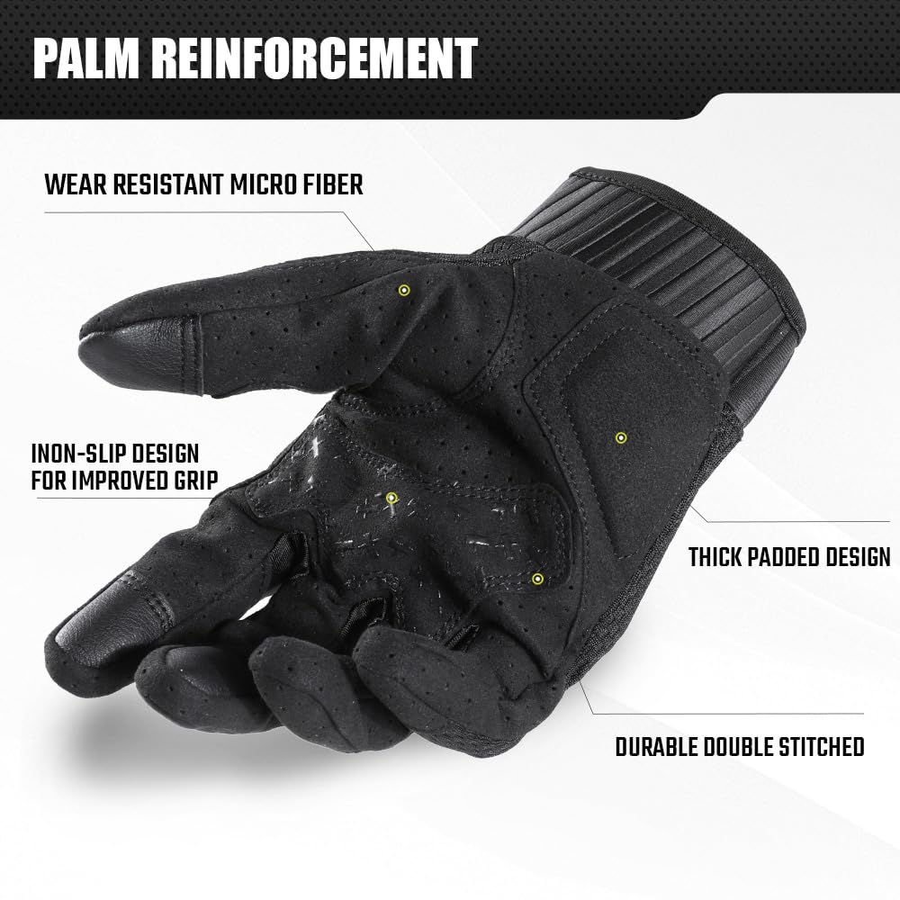 AXBXCX Upgraded Tactical Gloves for Men - Camouflage Breathable Summer Touchscreen Full Finger Work Gloves for Outdoor Sports, Shooting, Cycling & Motorcycle Riding
