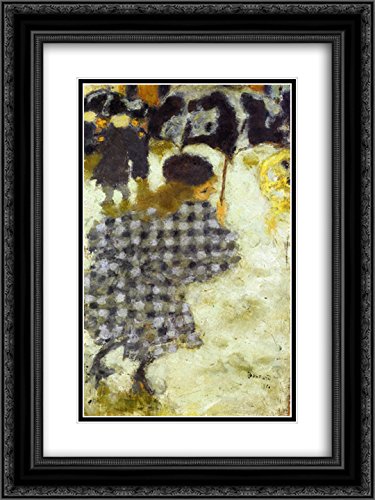 Pierre Bonnard Young Girl with Umbrella Art Print - 18x24 Inch Museum Quality Framed Wall Decor with Black Ornate Frame & Double Matting - Perfect for Living Room, Bedroom, or Office Wall Art
