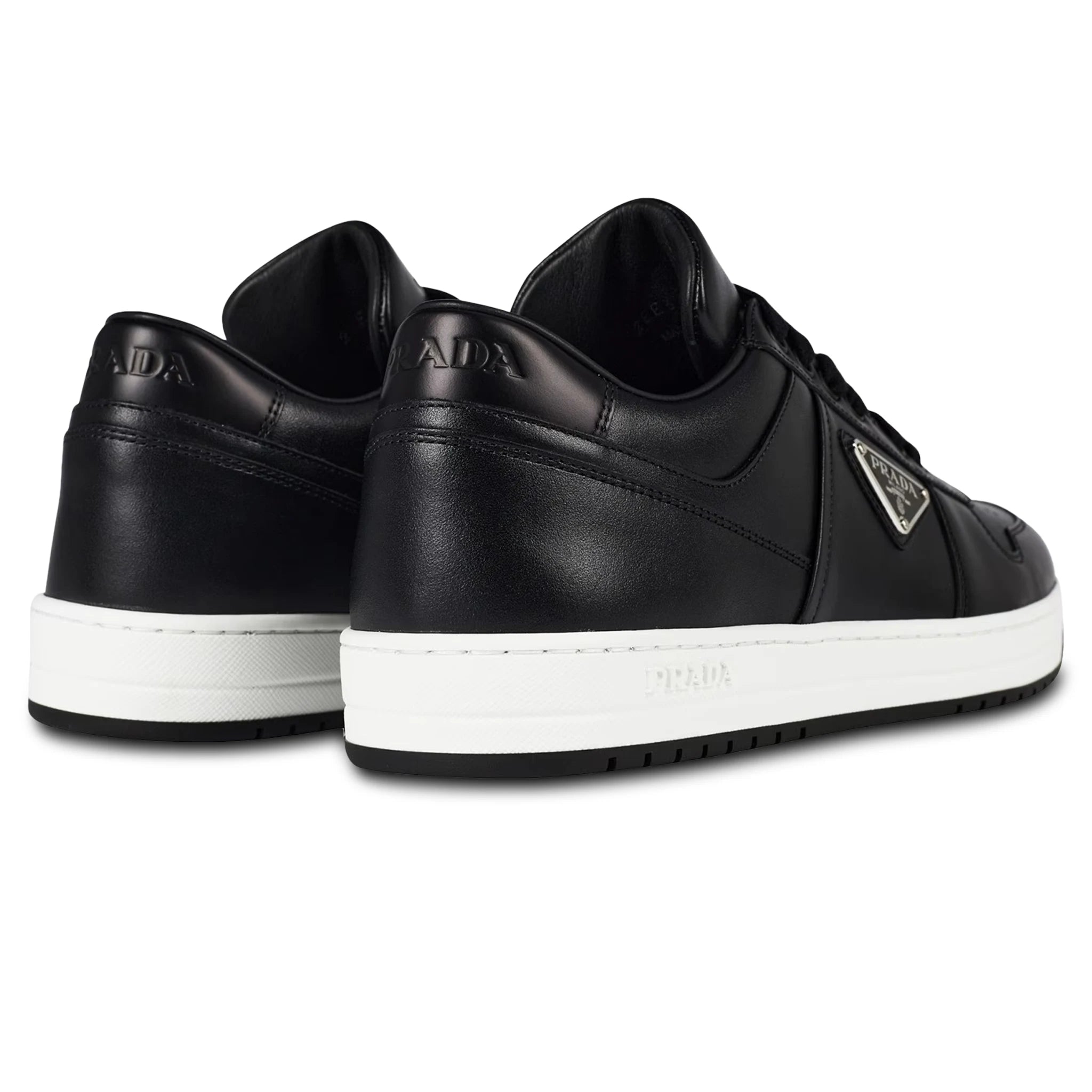 Prada Downtown Leather Low Top Black Sneakers for Men - Stylish & Comfortable Casual Shoes for Walking, Travel & Everyday Wear