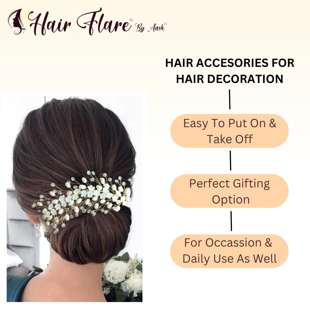 Elegant Floral Pearl Hair Bun Clip for Women & Girls - Wedding Bridal Hair Accessories with Artificial Flowers & Pearls - Stylish Hair Pins & Brooches for Hairstyle Decoration - Perfect for Bridal Parties, Prom & Special Occasions