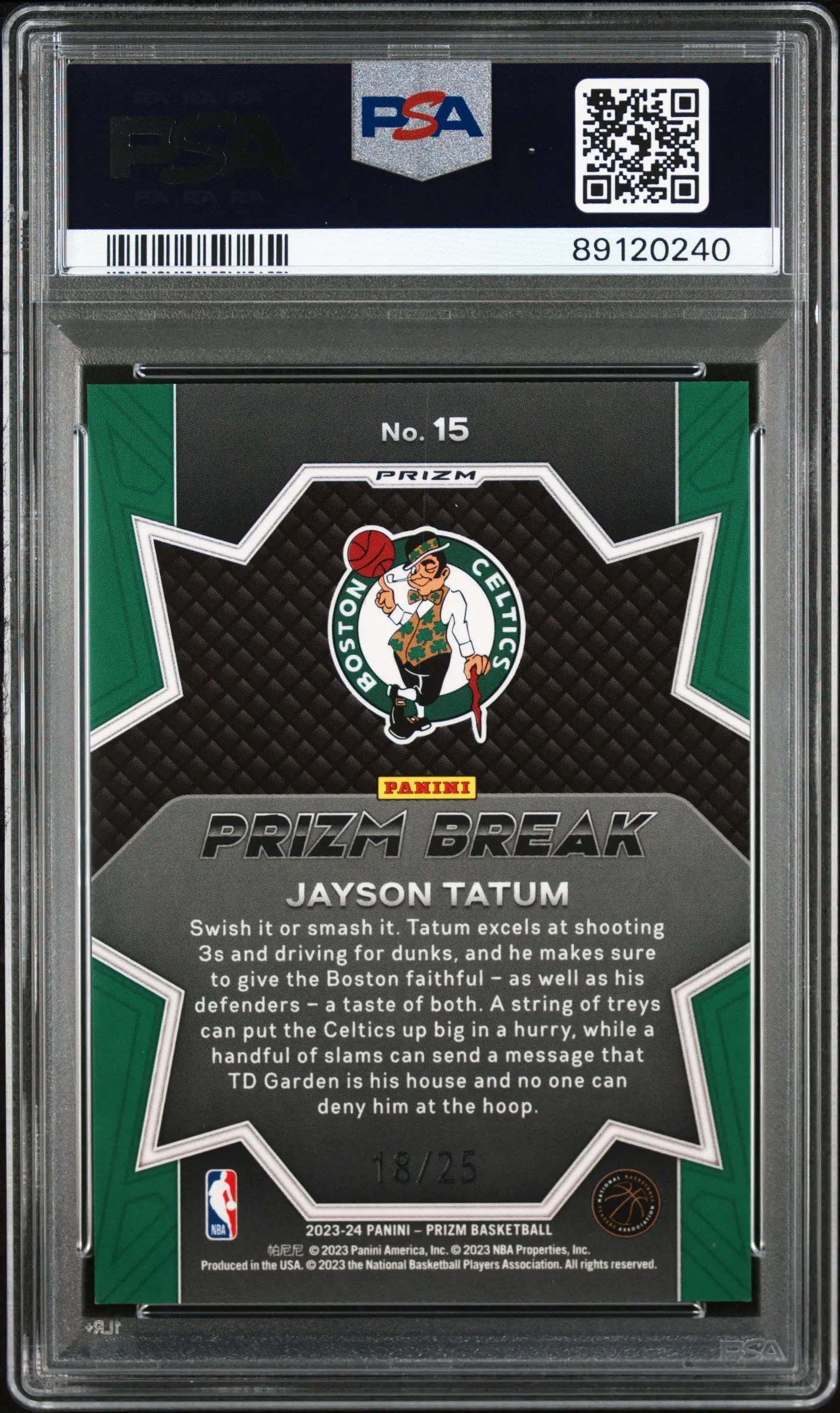 2023 Panini Prizm Jayson Tatum Prizm Break Mojo PSA 10 Gem Mint 25/25 - Rare Basketball Trading Card for Collectors & Investors - Perfect for Display, Gifts, and Sports Memorabilia Collections