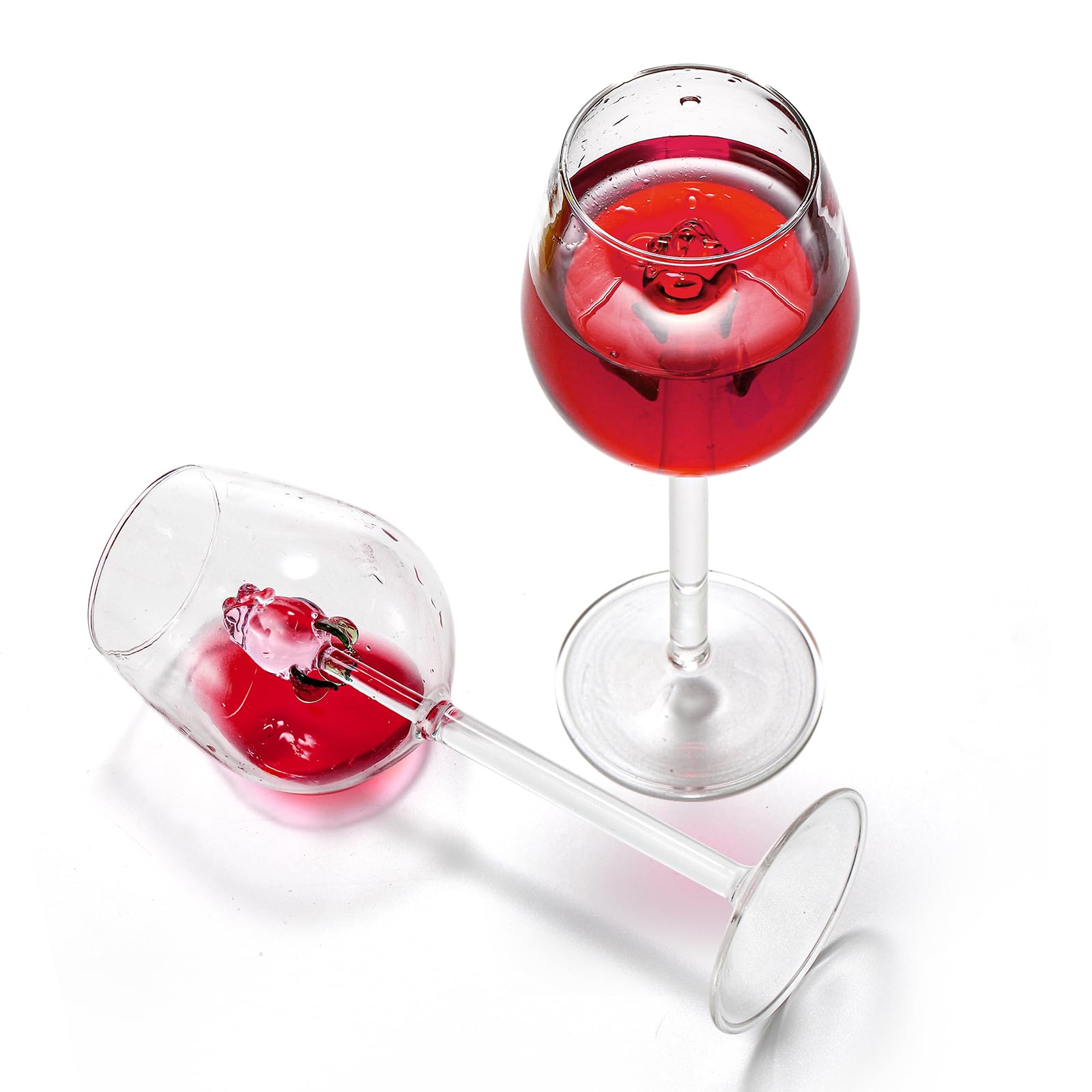 2 Pack 10oz Rose Wine Glasses with Real Rose Inside - Elegant Stemmed Drinking Goblet for Cocktails, Champagne & Wine - Unique Romantic Glassware for Weddings, Anniversaries, Valentine's Day & Romantic Dinners - Perfect Gift for Her, Bridal Shower & Special Occasions