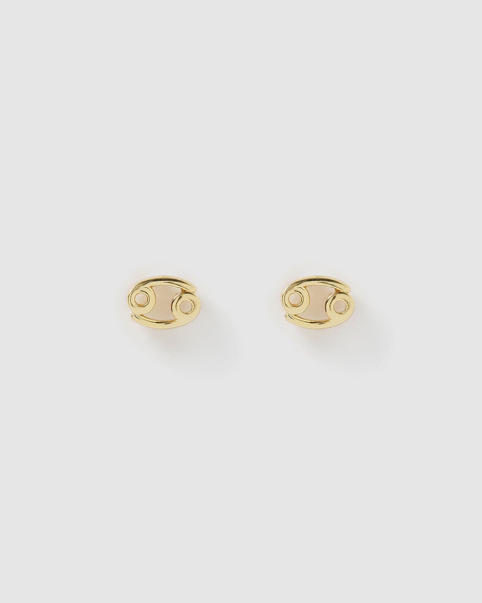 Izoa Cancer Zodiac Sign Gold Stud Earrings - Perfect for Birthdays, Gifts & Astrology Lovers