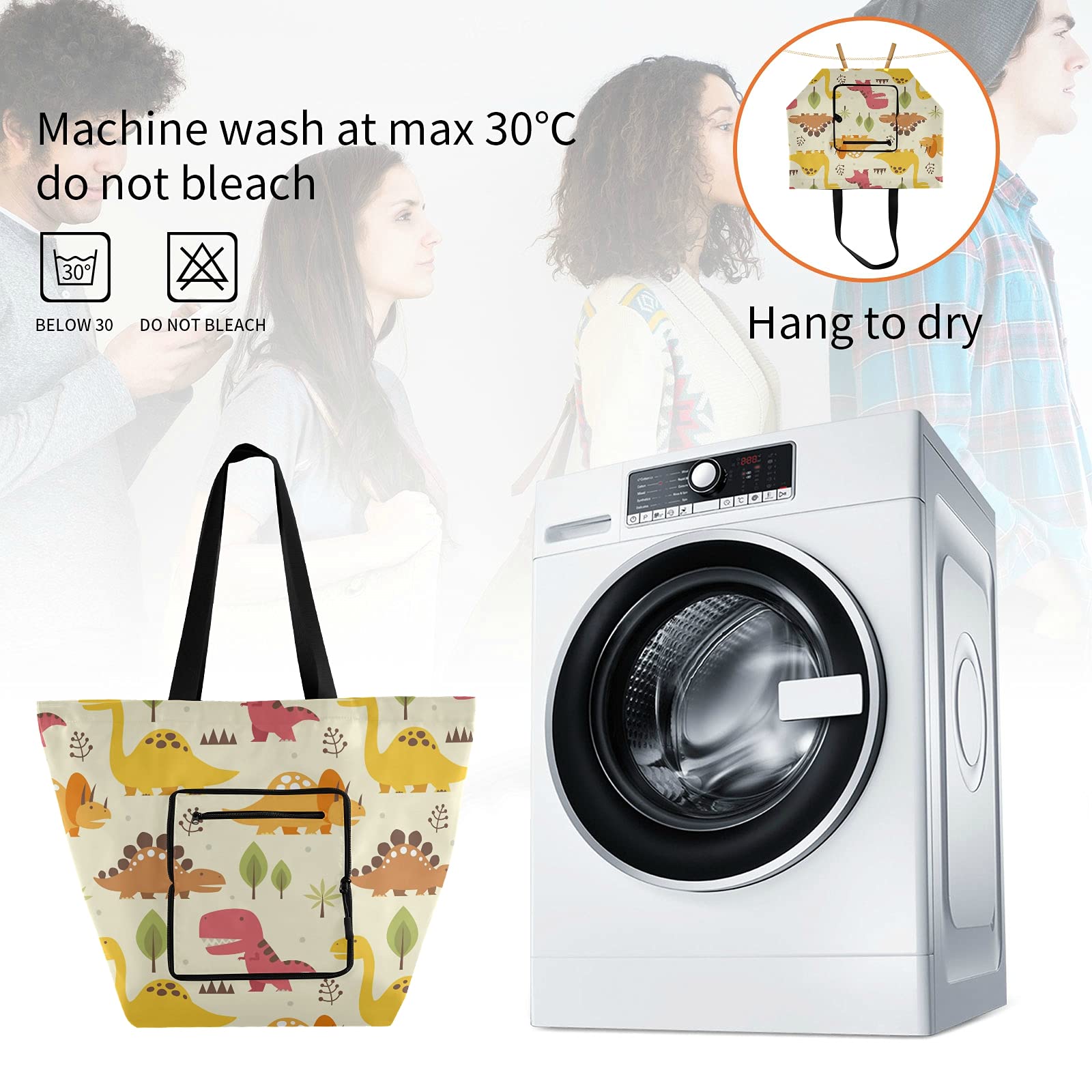 Foldable Waterproof Tote Bag for Women - Reusable Grocery Shopping Bag, Beach Bag & Work Handbag - Perfect for Travel, Grocery Shopping & Daily Commute