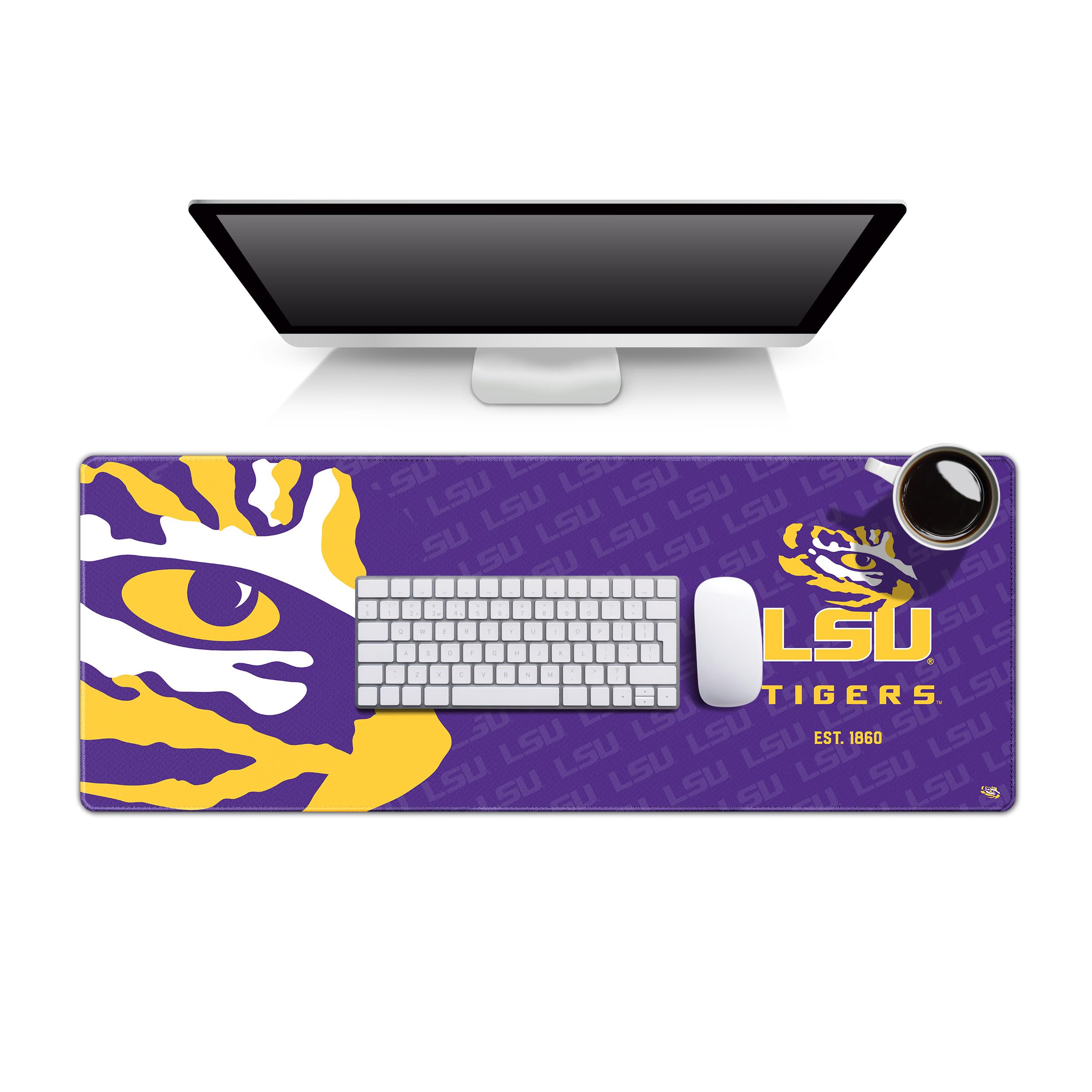 YouTheFan NCAA LSU Tigers Logo Series Desk Pad - Non-Slip Mouse Pad for Gaming & Office Work - Perfect for LSU Fans & College Sports Enthusiasts - Great for Dorm, Home & Office Desks