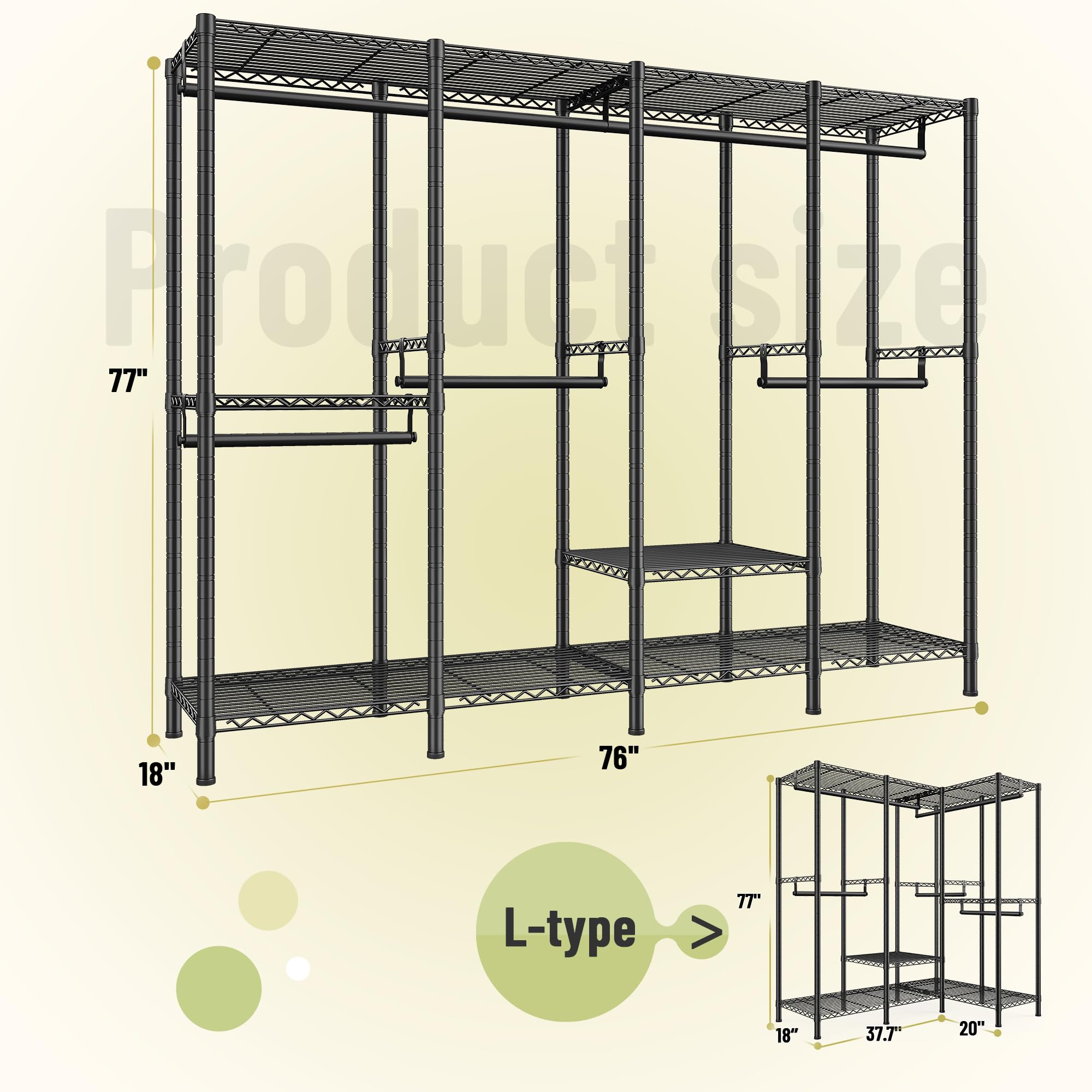 Raybee Heavy Duty Clothes Rack with Shelves - 76