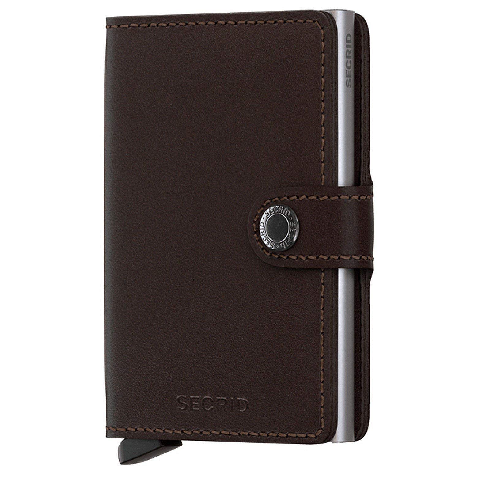Secrid Men's Mini RFID Blocking Leather Wallet - Slim 16mm Brown Card Holder for 12 Cards | Premium Genuine Leather | Perfect for Travel, Business & Everyday Carry