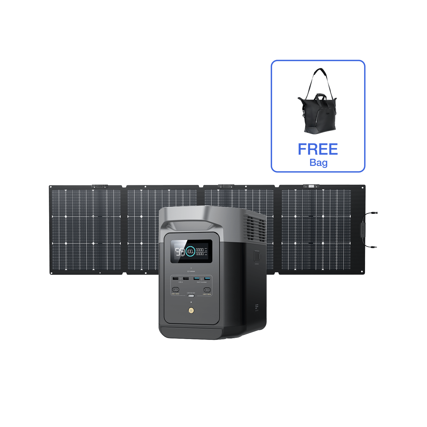 EcoFlow DELTA 2 Portable Power Station 1200W | 1024Wh Solar Generator for Home Backup, Camping & Outdoor Adventures | Fast Charging, 6 AC Outlets, LiFePO4 Battery, Solar Powered Emergency Power Supply