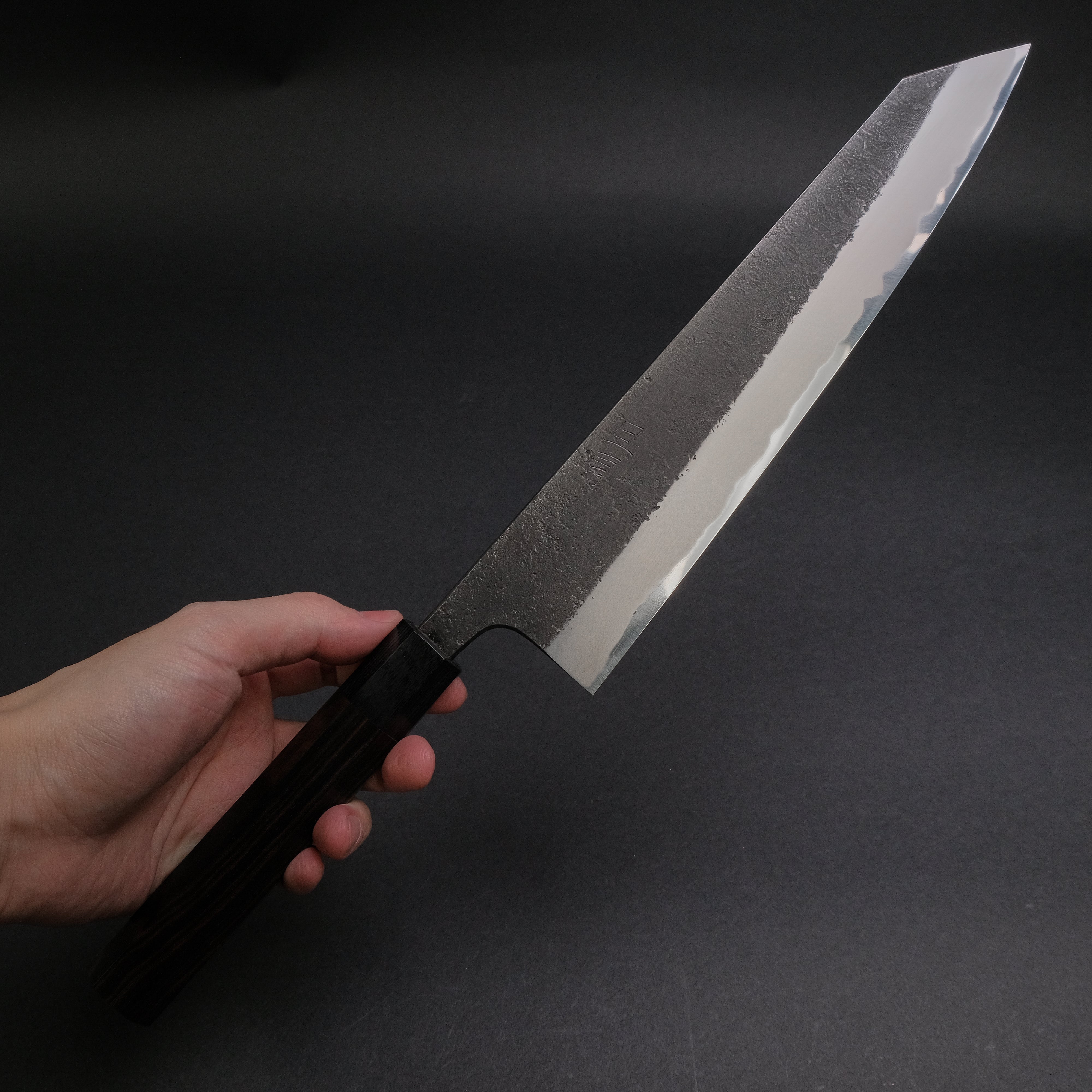 Akifusa Wakui Kurouchi Nashiji Blue #2 Kiritsuke Gyuto 240mm Japanese Chef Knife with Ebony Handle - Professional Kitchen Knife for Sushi, Meat, Vegetables - Discounted Sale