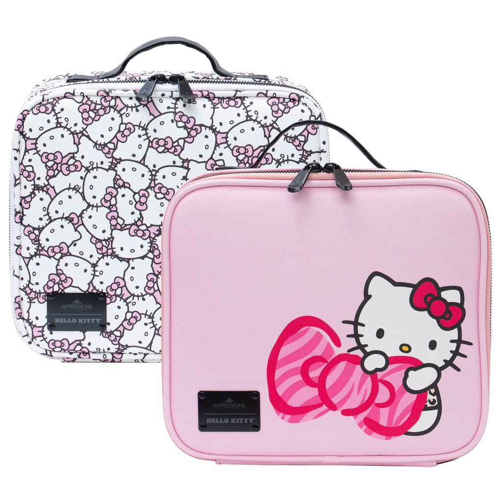 Hello Kitty Faux Leather Cosmetic Bag - Waterproof Travel Toiletry Organizer with Zippered Pockets | Large Makeup Case for Women & Teens | Perfect for Travel, Gym, and Daily Use (Pink Animal Print)