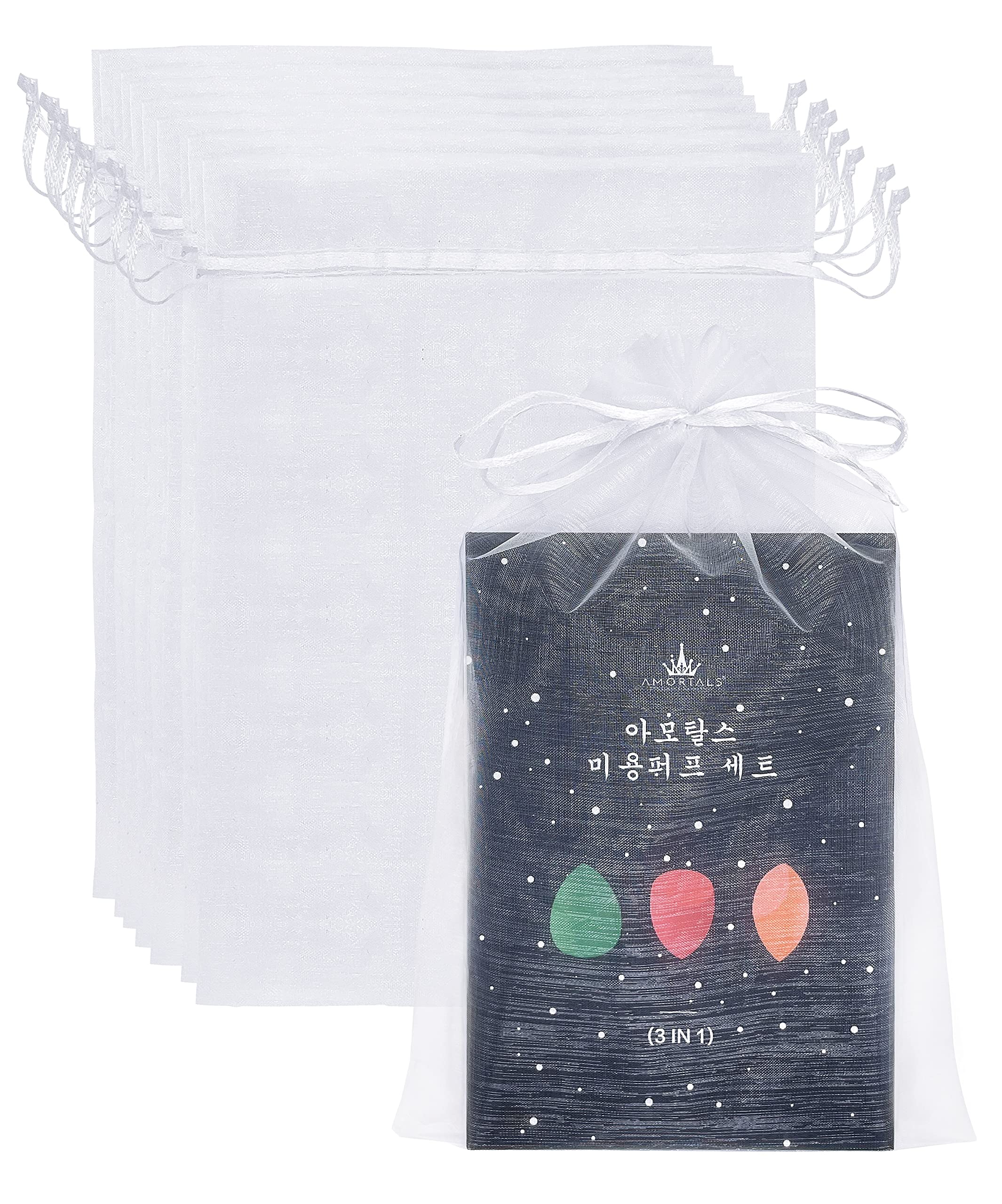 50 Pack White Organza Bags 8x12 Inch - Large Mesh Drawstring Gift Bags for Jewelry, Christmas, Wedding Favors & Party Decorations - Perfect for Wedding Party Favors, Bridal Shower Gifts, Christmas Stocking Stuffers and Jewelry Packaging (White)