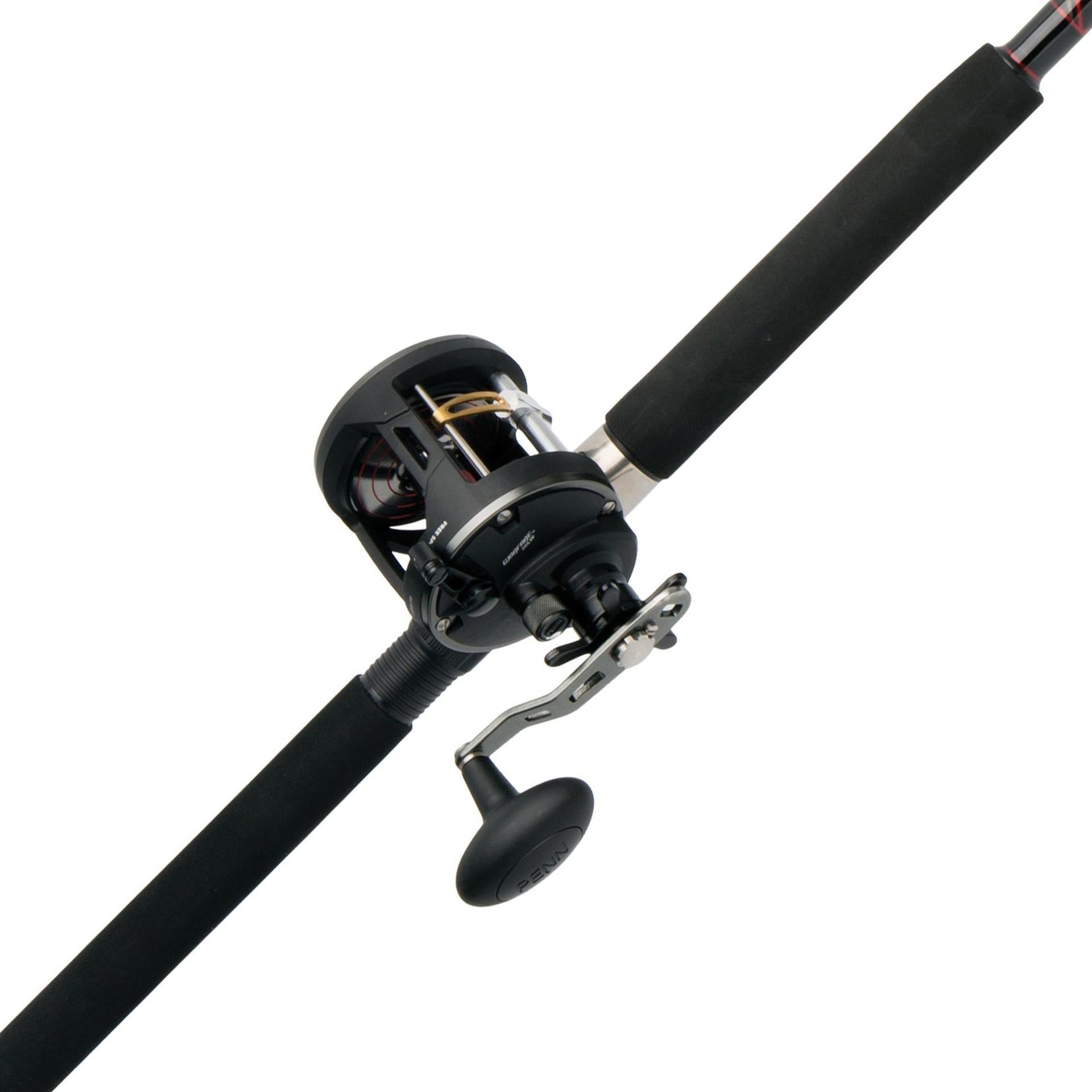 Warfare™ Star Drag Level Wind Conventional Fishing Rod and Reel Combo - Saltwater & Freshwater Fishing Gear for Offshore, Surf, and Pier Angling