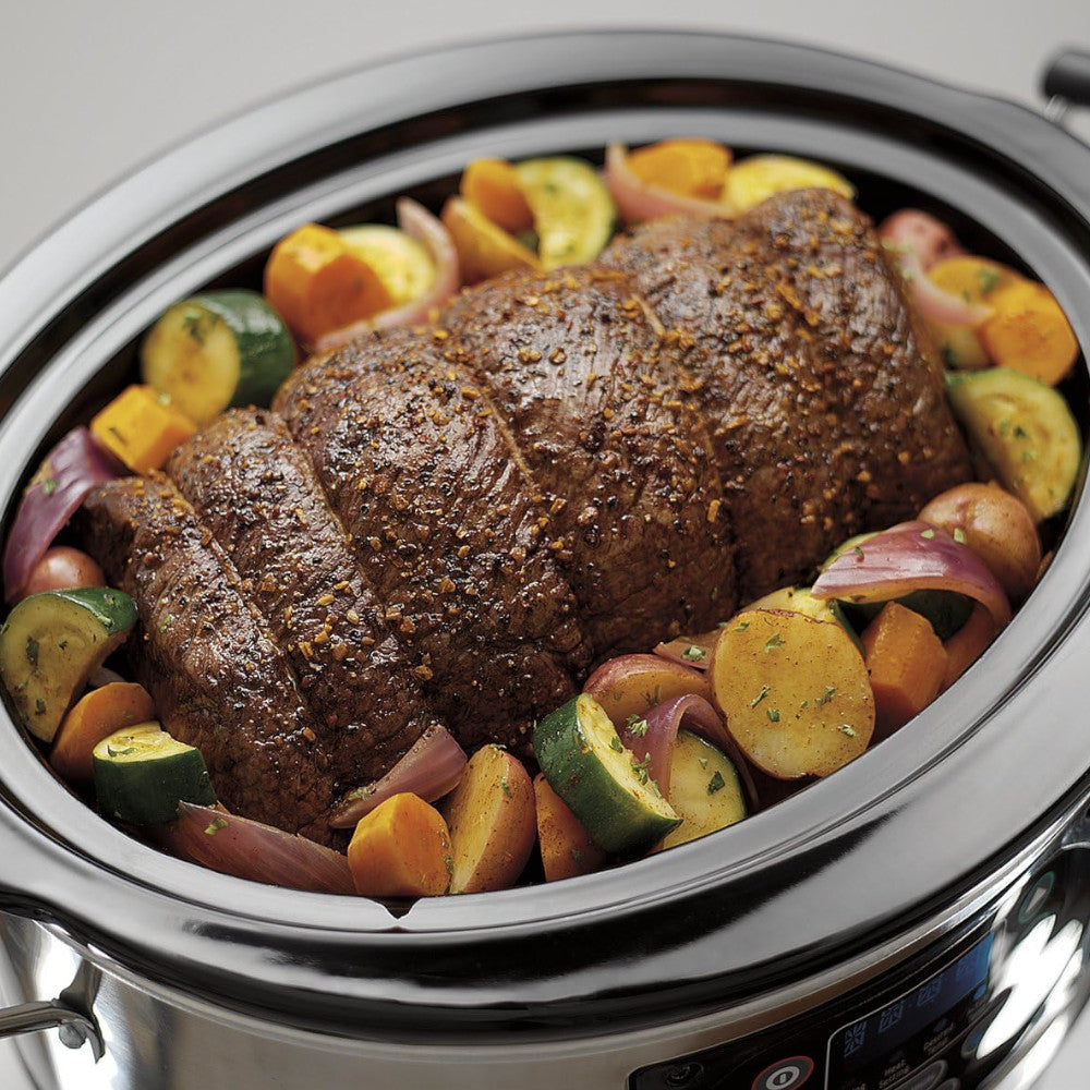 Hamilton Beach 33769C Set & Forget 6-Quart Programmable Slow Cooker with Auto-Temperature Control - Perfect for Family Dinners, Potlucks & Meal Prep