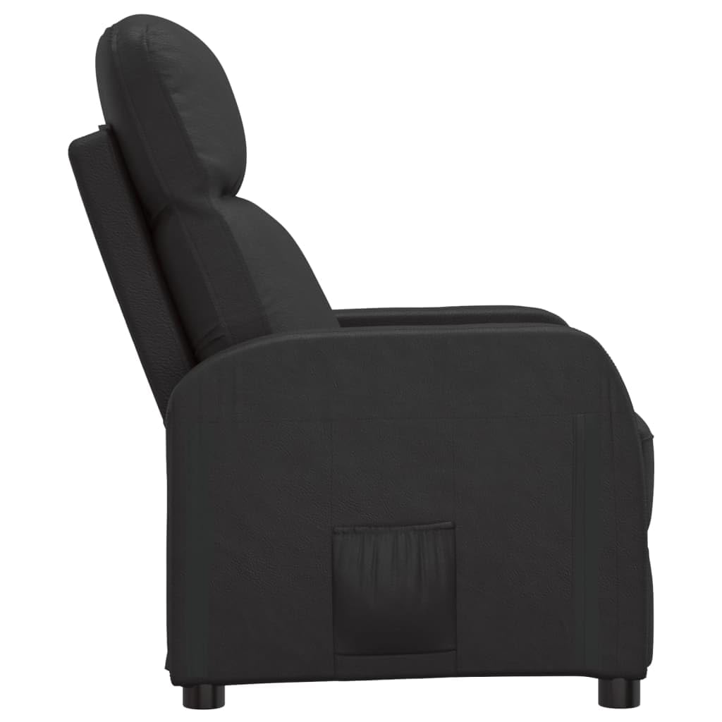 vidaXL Faux Leather Reclining Chair - Modern Black Recliner with Sturdy Iron & Plywood Frame, Comfortable Seat Design for Living Room, Office, or Home Theater - Perfect for Relaxing, Watching TV, or Working from Home