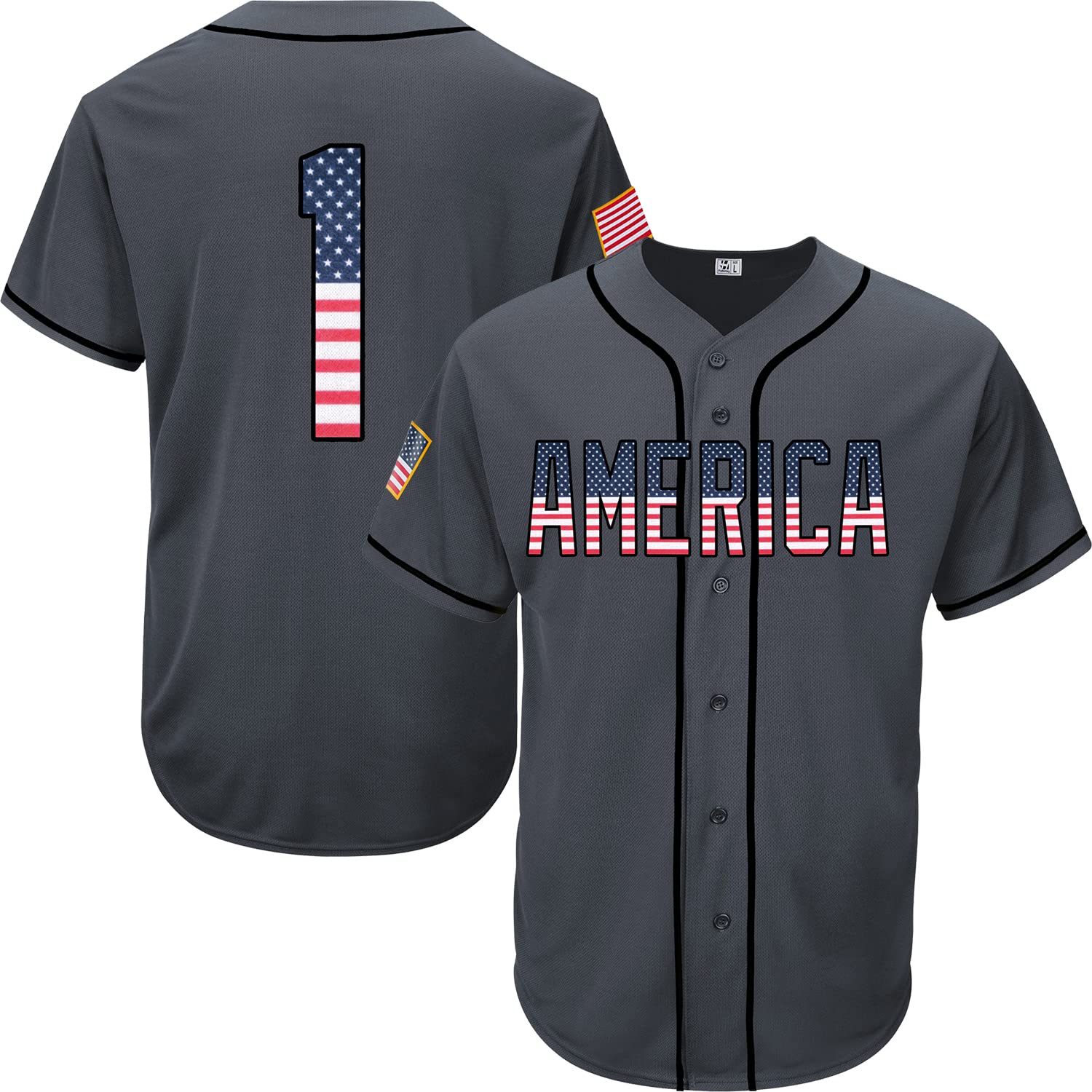 Pullonsy Camo USA Flag Army Baseball Jersey for Men - Patriotic Military Dad Shirt, Adult Casual Wear for Baseball Games, BBQ Parties & 4th of July Celebrations
