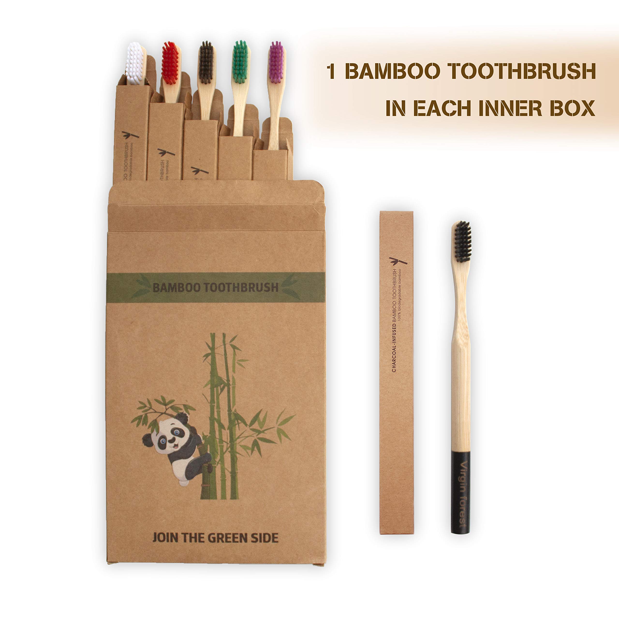 Eco-Friendly Bamboo Toothbrushes 6-Pack | Biodegradable, BPA-Free, Natural Wooden Toothbrushes for Sensitive Gums | Sustainable Travel & Daily Oral Care Essentials