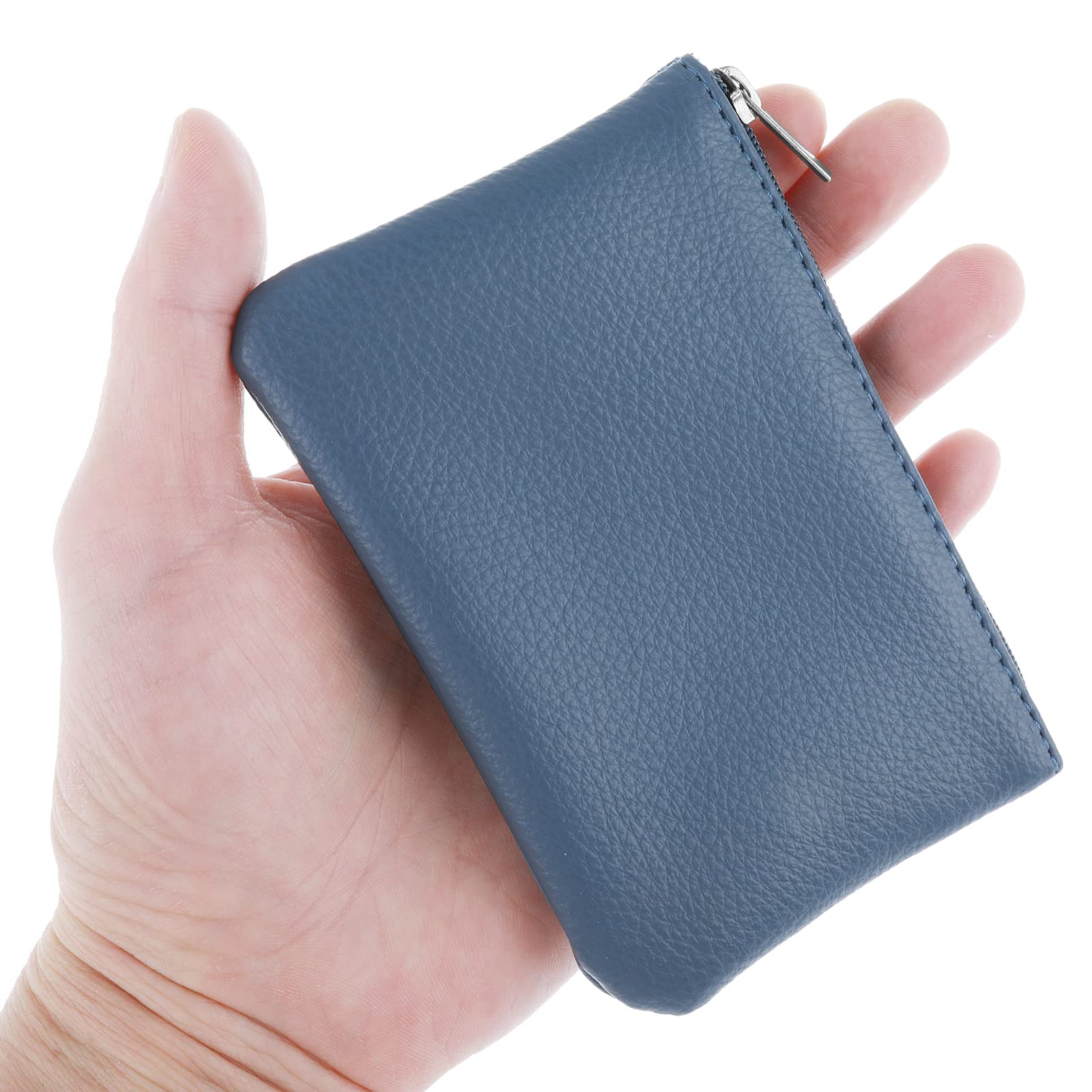 PU Lychee Pattern Zipper Coin Purse - Mini Portable Wallet for Women with Credit Card Slots, ID Holder & Keychain - Perfect for Organizing Coins, Cards, Keys & Lipstick (Blue) | Great for Travel, Shopping & Everyday Use