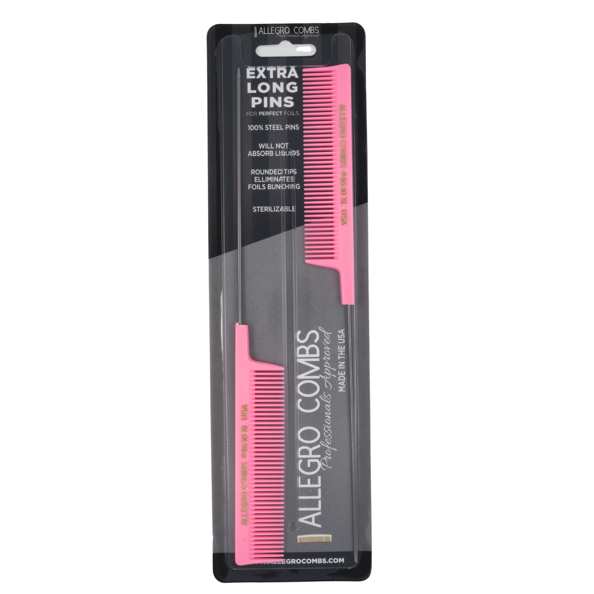 Allegro Combs XL #4630 - Set of 2 Wide Tooth Pintail Combs for Thick Hair & Styling - Perfect for Salon Professionals & Home Use