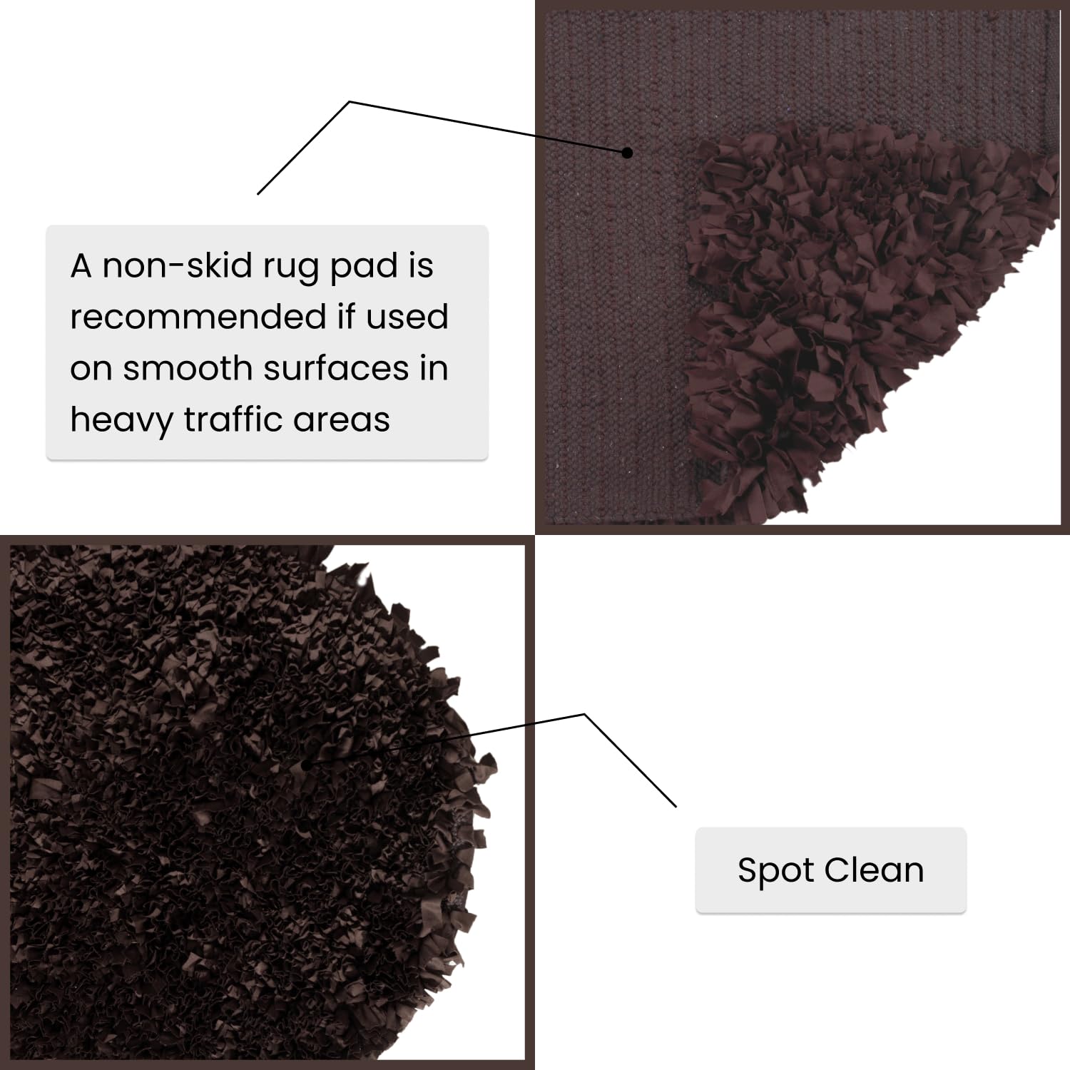 Premium Soft Shaggy Jersey Rug - Machine Washable, Non-Slip Living Room Carpet - Foldable Indoor Floor Mat for Home Decor - Easy Clean 3' Round Brown Area Rug - Perfect for Cozy Living Spaces, Bedrooms & Nursery
