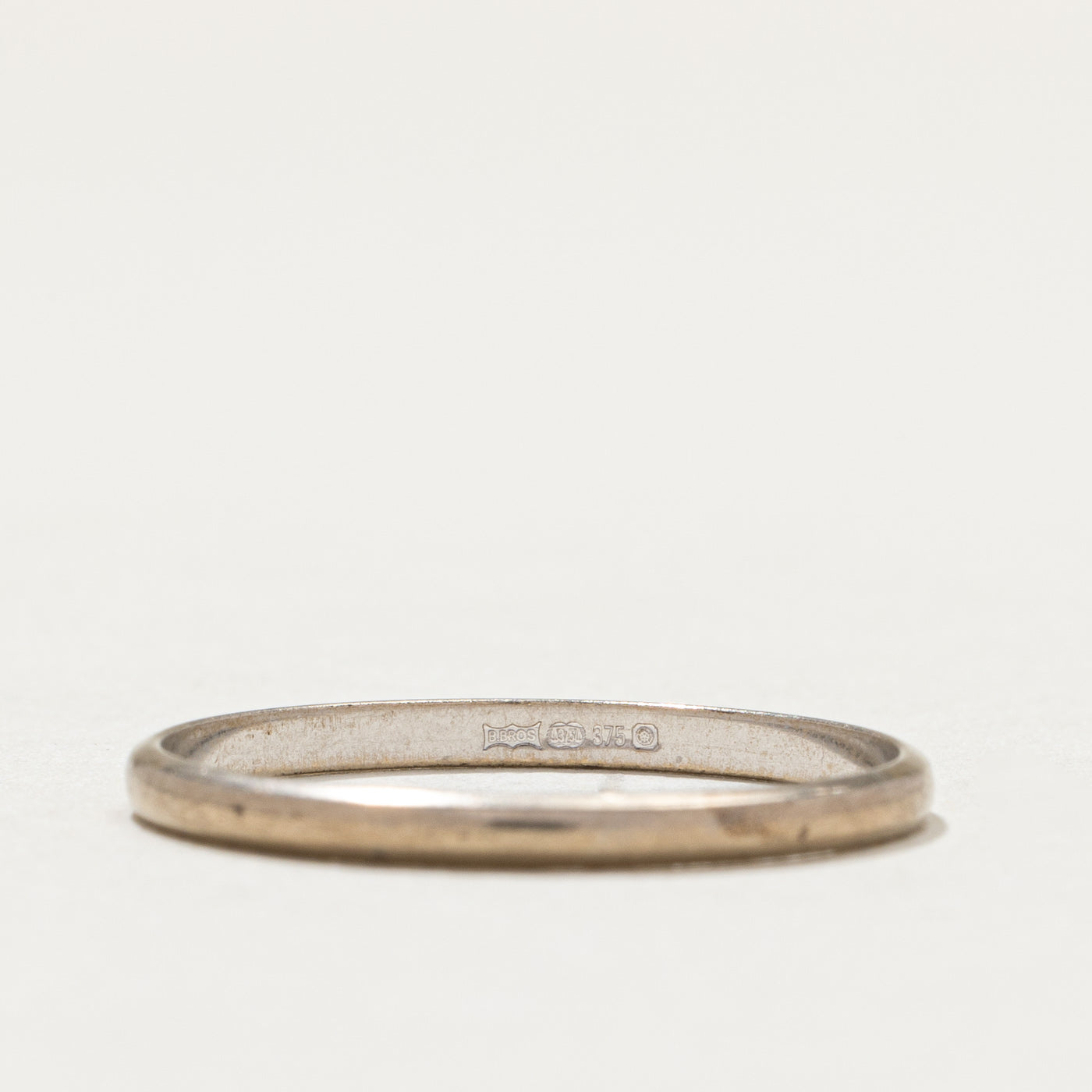 9K White Gold Plain Thin Band Ring - Size 9.25 - Minimalist Wedding Band, Anniversary Ring, Everyday Jewelry for Women & Men