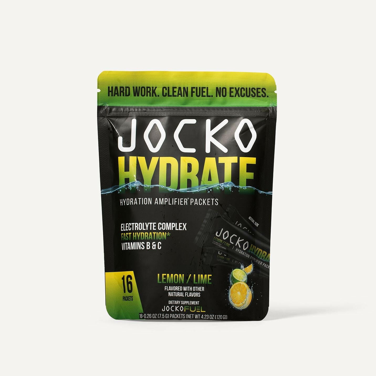 JOCKO Hydrate Sticks - Electrolyte Powder Packets for Rapid Hydration | Perfect for Workouts, Running, Sports & Outdoor Activities