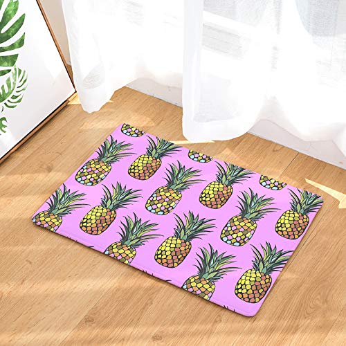 YQ Park Low Profile Violet Pineapple Welcome Mat - Non-Slip Doormat for Front Door, Garage, Garden, Porch | Perfect for Home Decor & Seasonal Use