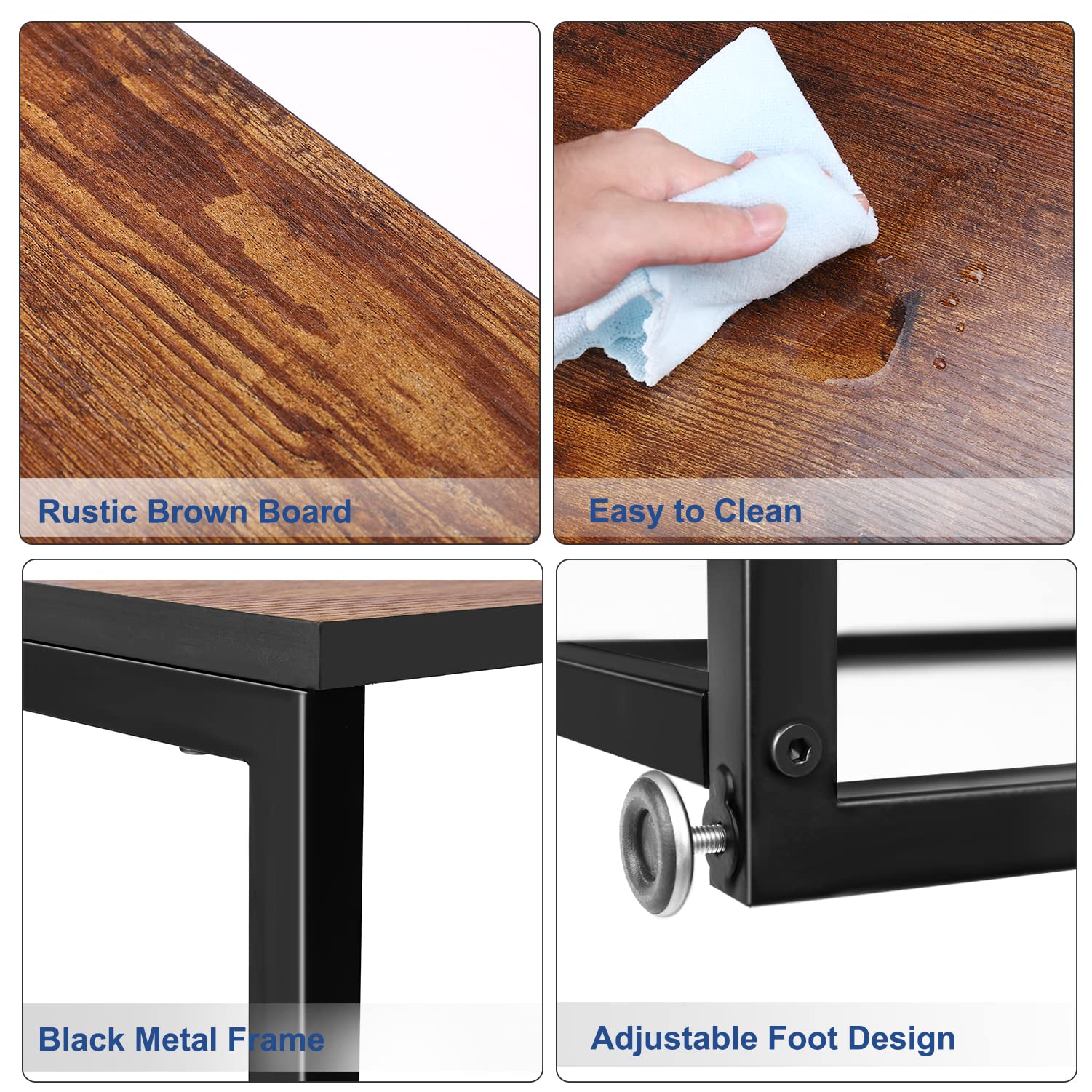 Modern C-Shaped Side Table with Metal Frame & Wood Top - Rustic Brown End Table for Laptop, Coffee & Snacks - Perfect for Living Room, Bedroom & Small Spaces - Ideal as Couch Table, Nightstand or Home Office Accent